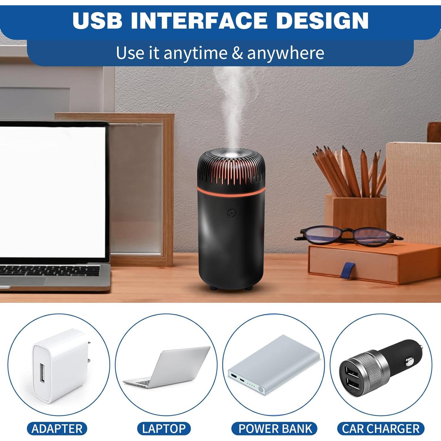 Difusor de Coche Genérico 100ML Ultrasonico USB Negro