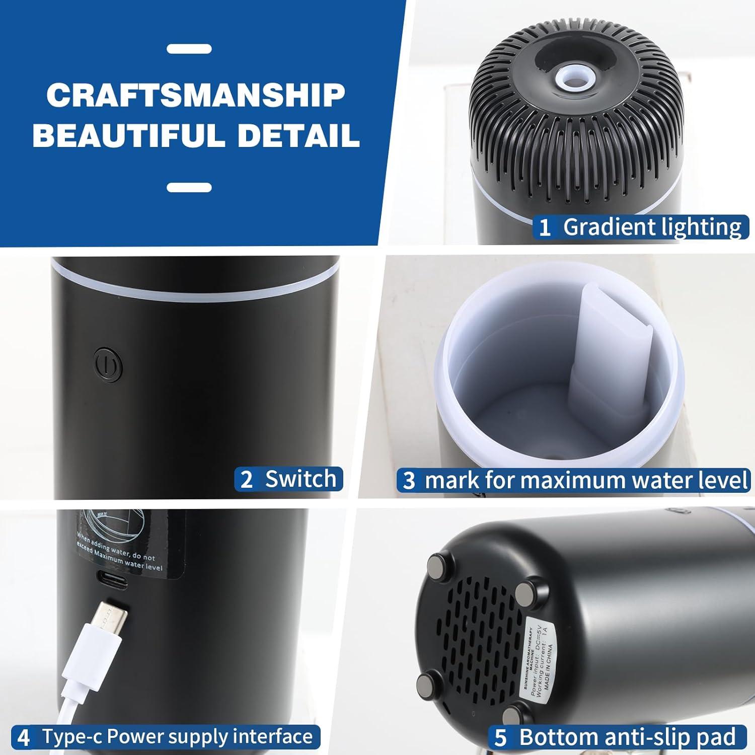 Difusor de Coche Genérico 100ML Ultrasonico USB Negro