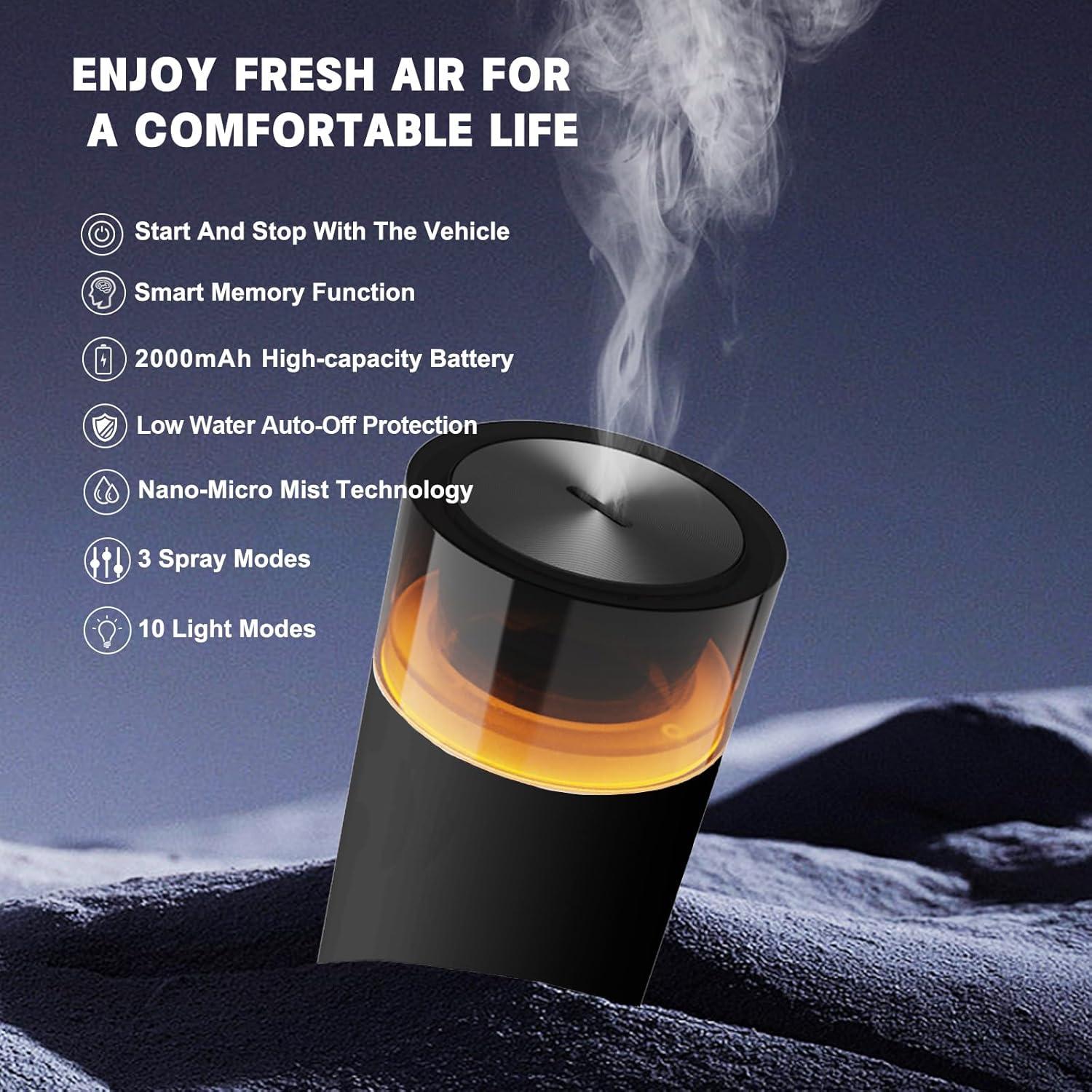 Difusor de Aceite Esencial HODEMI para Auto 100ml Negro