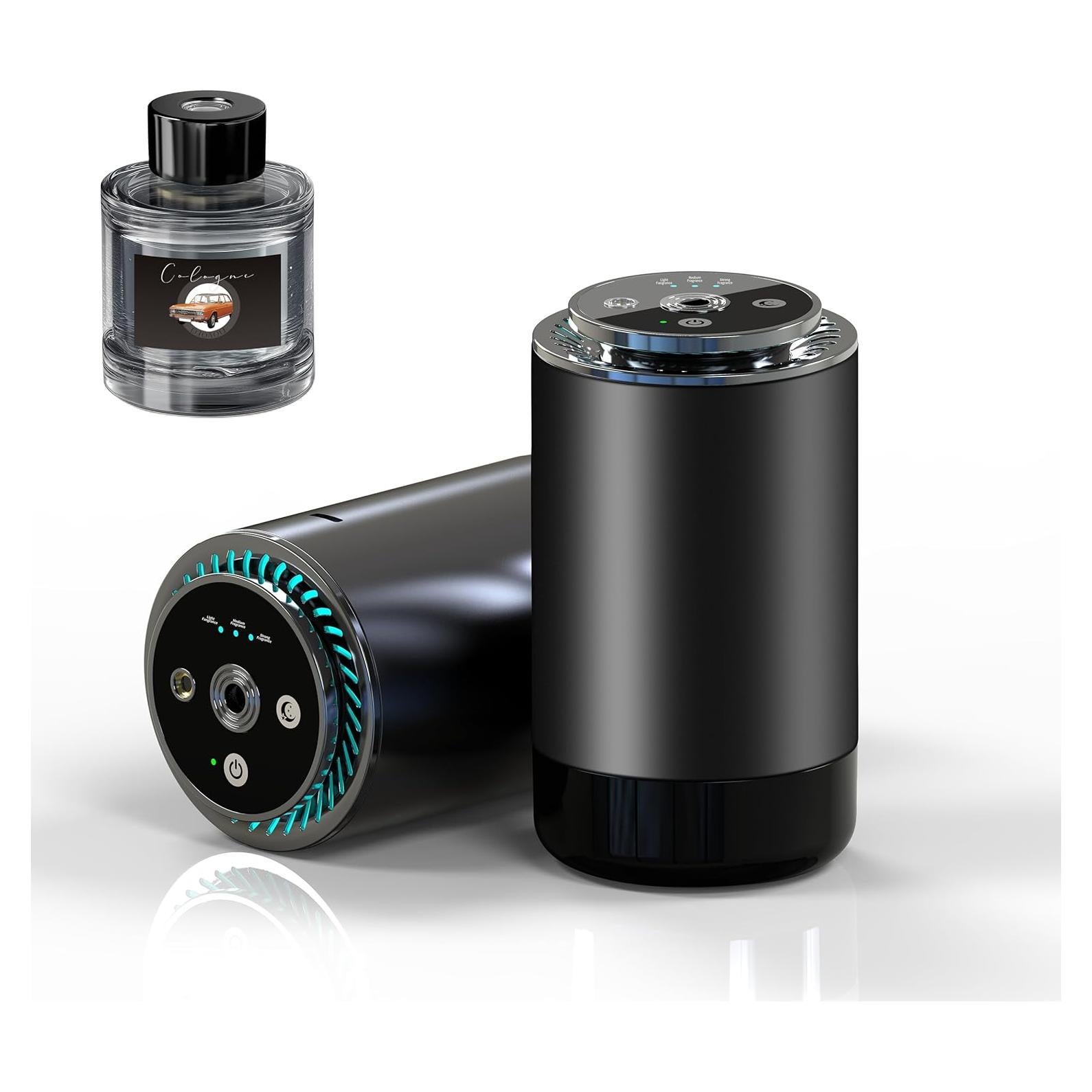 Cologne Car Air Freshener,Aroma Diffuser with Starry Sky Projection,Smart Humidifier with Essential Oil 50ml,Auto On/Off,Built-in Battery,7-LED Color/USB-C Car Fresheners for Auto,Home,Office