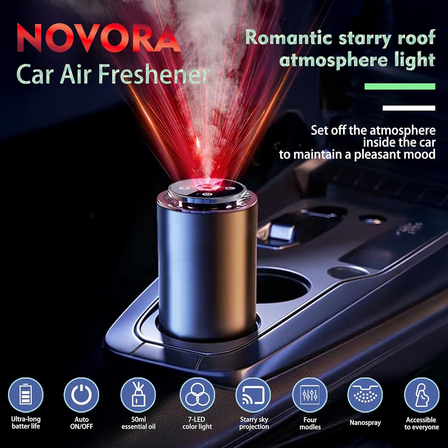 Cologne Car Air Freshener,Aroma Diffuser with Starry Sky Projection,Smart Humidifier with Essential Oil 50ml,Auto On/Off,Built-in Battery,7-LED Color/USB-C Car Fresheners for Auto,Home,Office