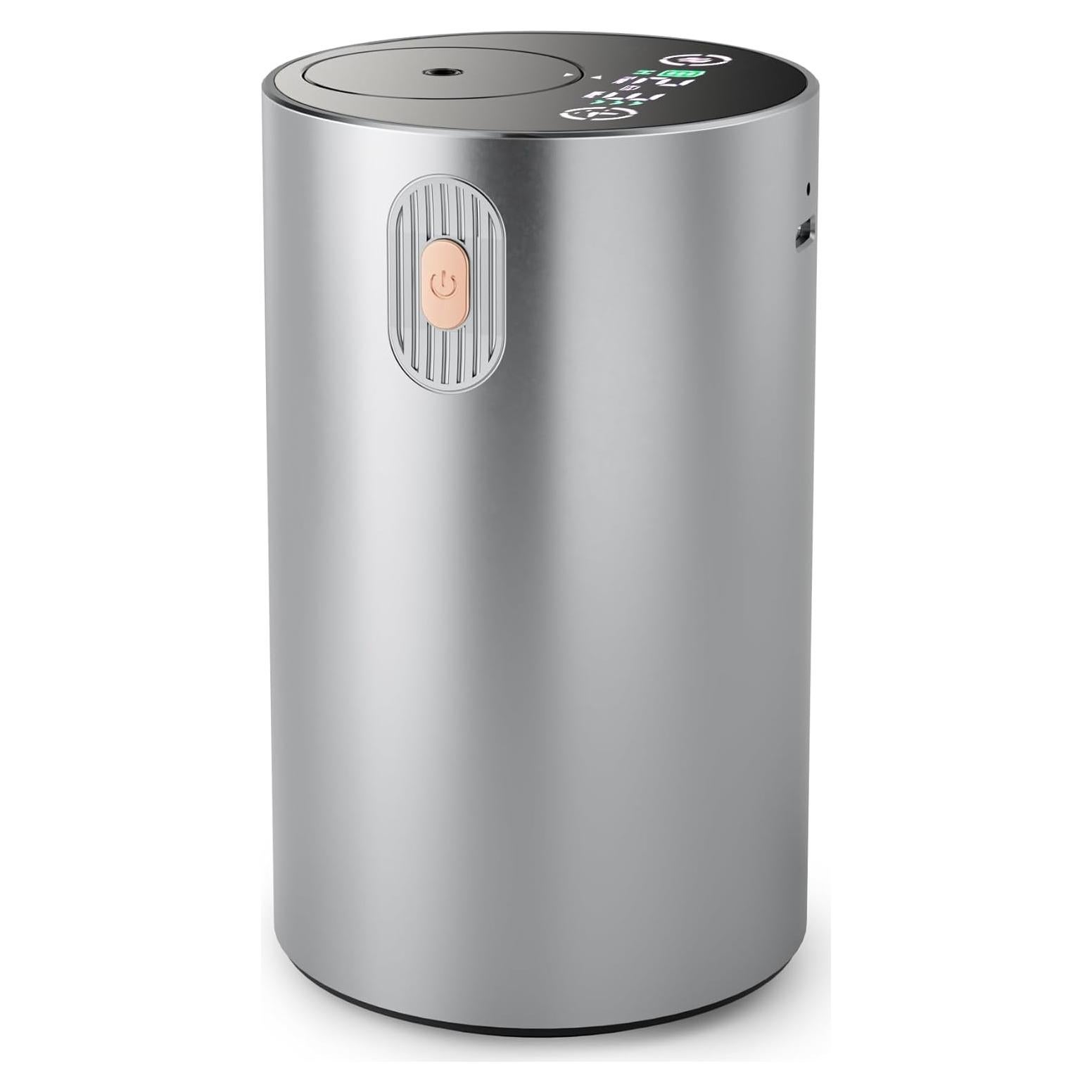 JUANANIUG Waterless Essential Oil Diffuser Rechargable: Portable Aromatherapy Diffuser for Car and Home - 4 Concentration Adjustments and Timers - Gift for Valentine’s Day (Sliver)