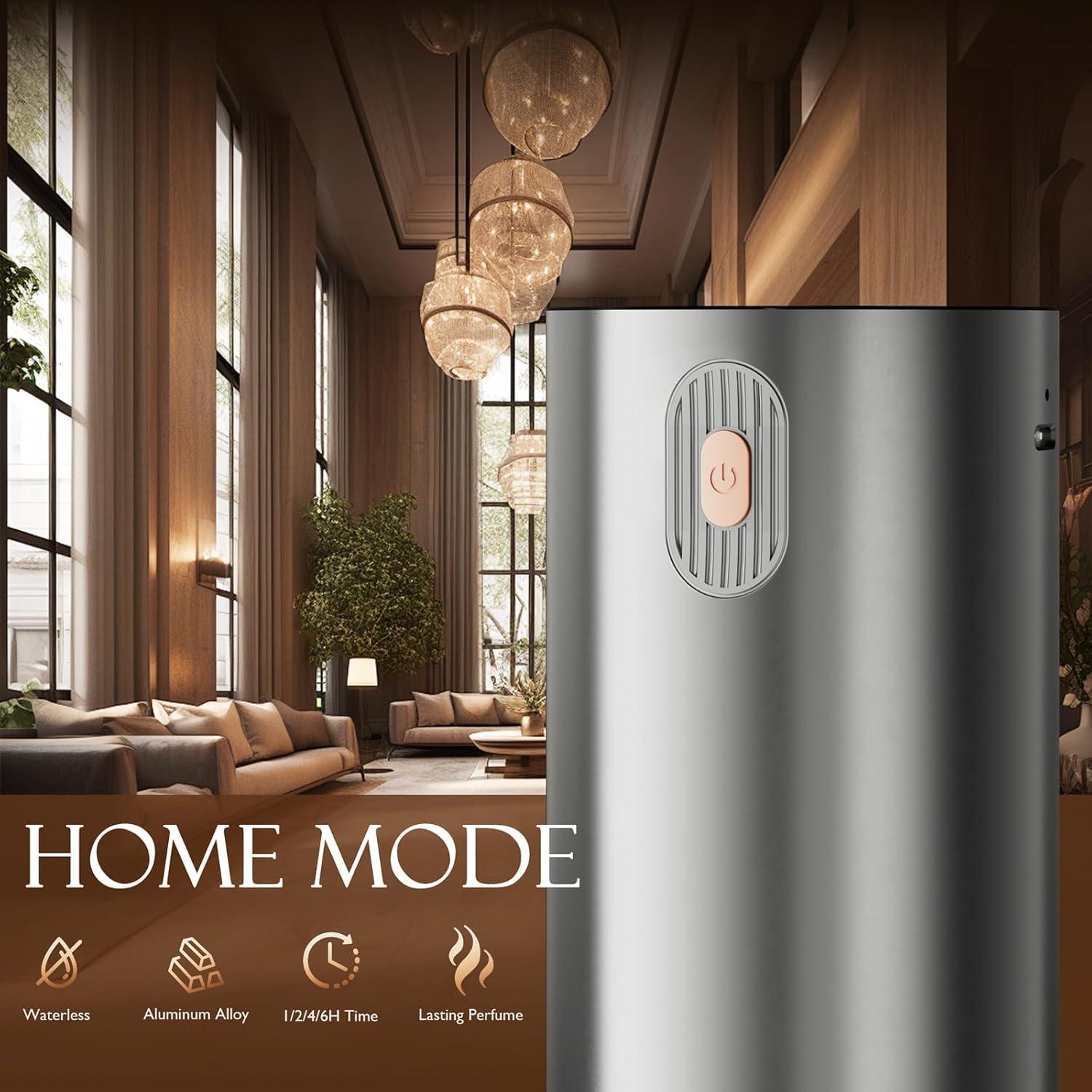 JUANANIUG Waterless Essential Oil Diffuser Rechargable: Portable Aromatherapy Diffuser for Car and Home - 4 Concentration Adjustments and Timers - Gift for Valentine’s Day (Sliver)