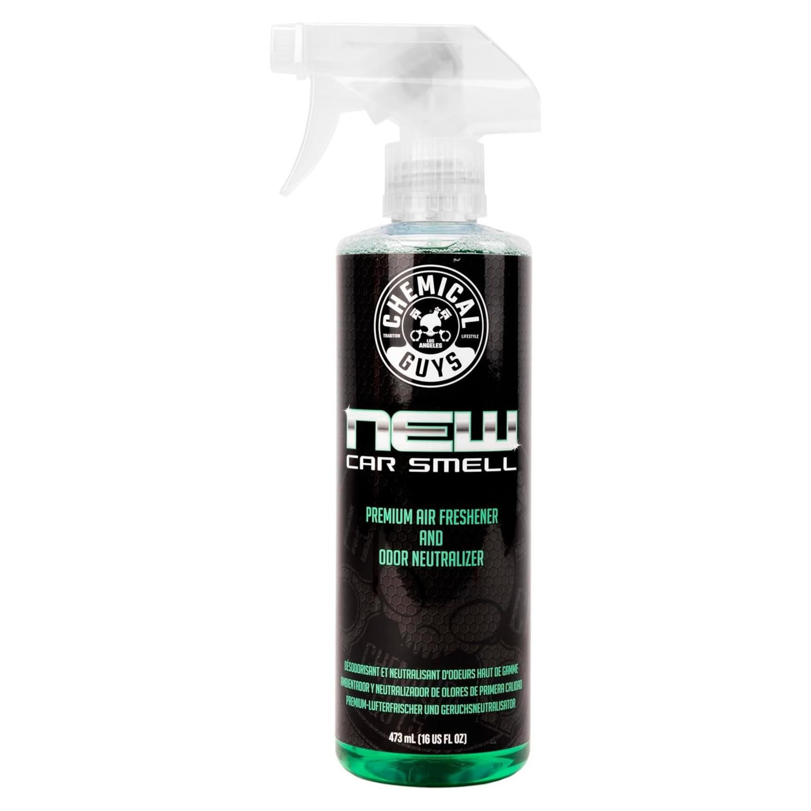 Chemical Guys New Car Smell Air Freshener and Premium Odor Eliminator Refreshes & Neutralizes Odors, Great Car Fresheners for Trucks, SUVs, RVs, and More - 16 oz