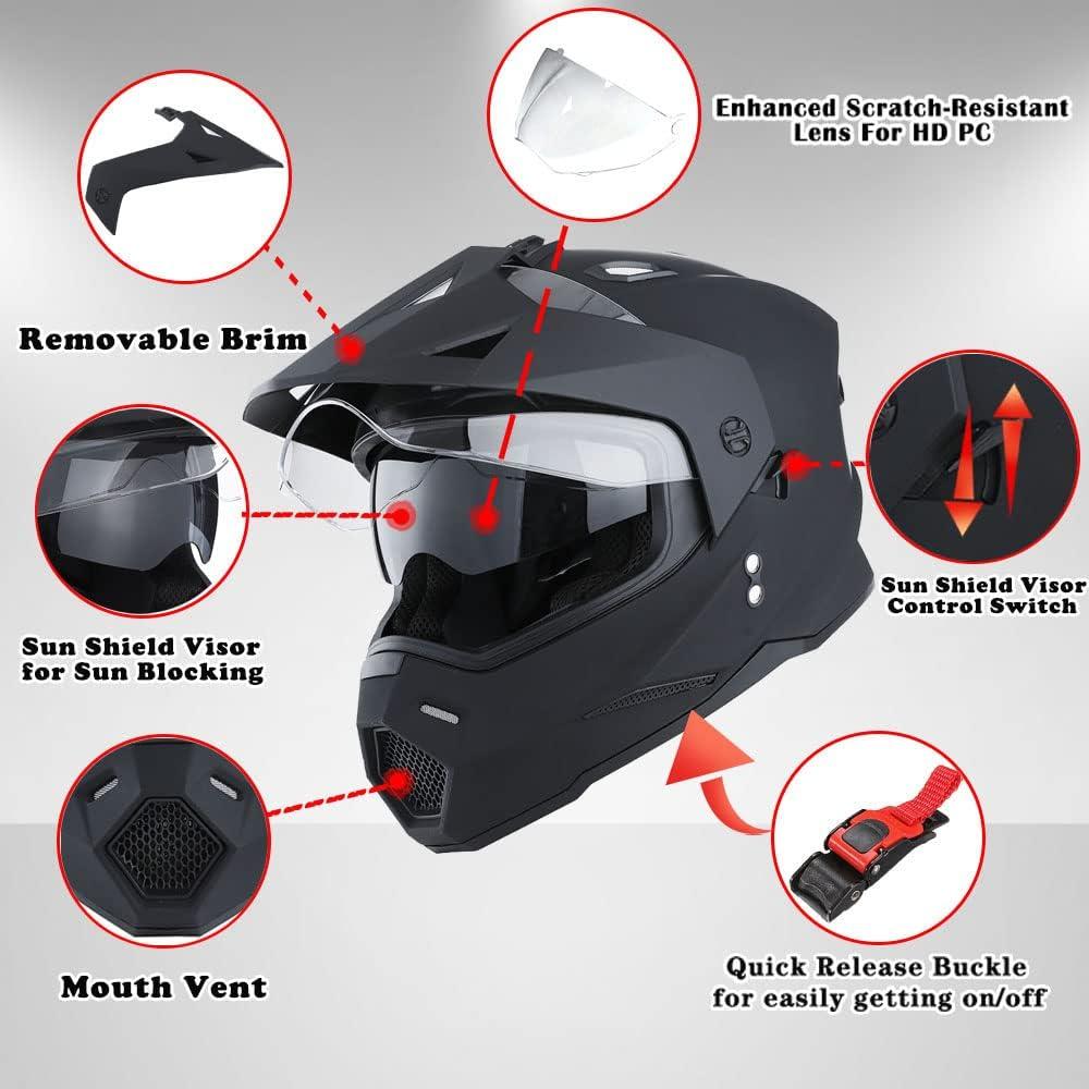 Casco Motocicleta 1Storm HF802 Doble Visor Negro