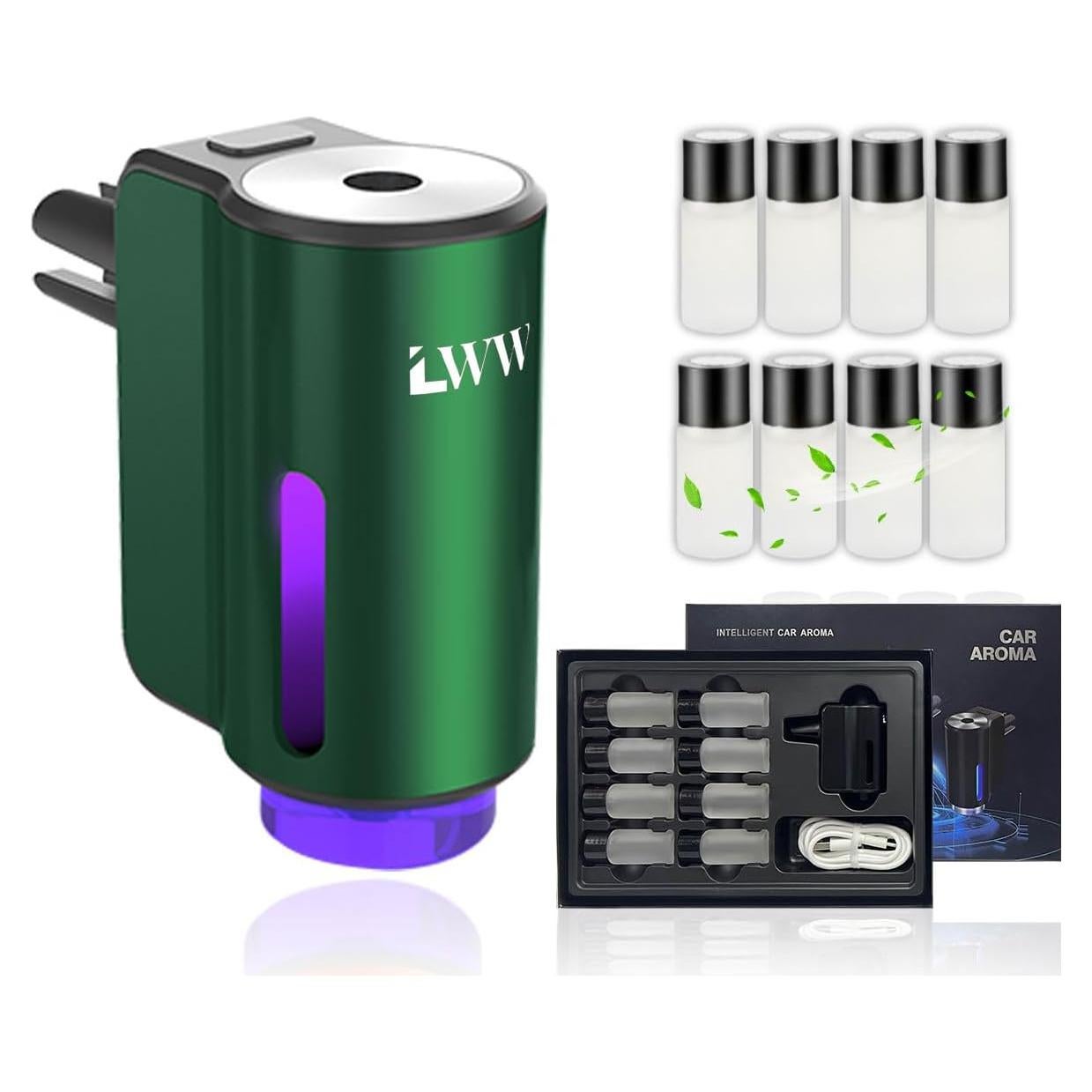 Difusor de Ambientador de Aire para Auto LWW Verde 3 Modos