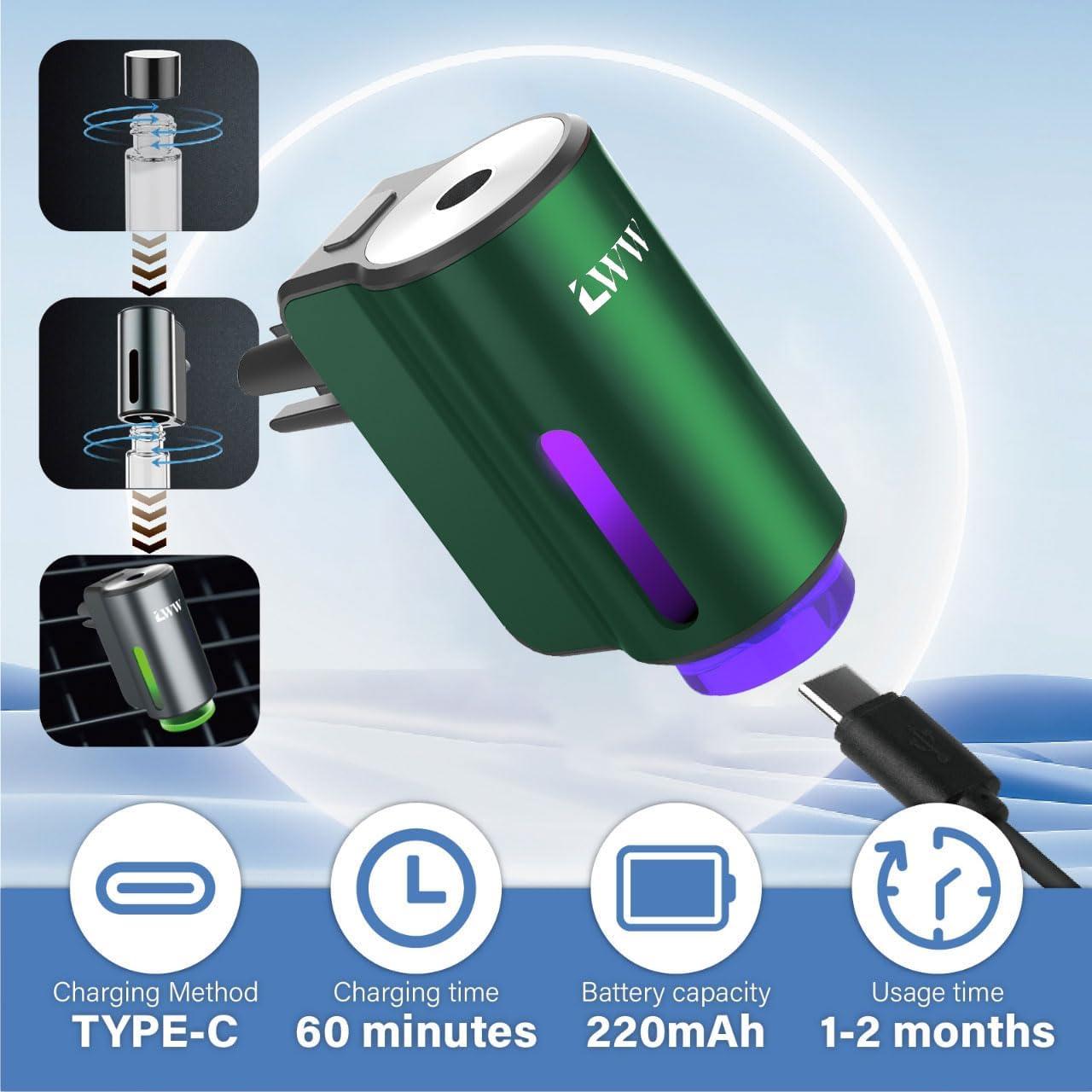 Difusor de Ambientador de Aire para Auto LWW Verde 3 Modos