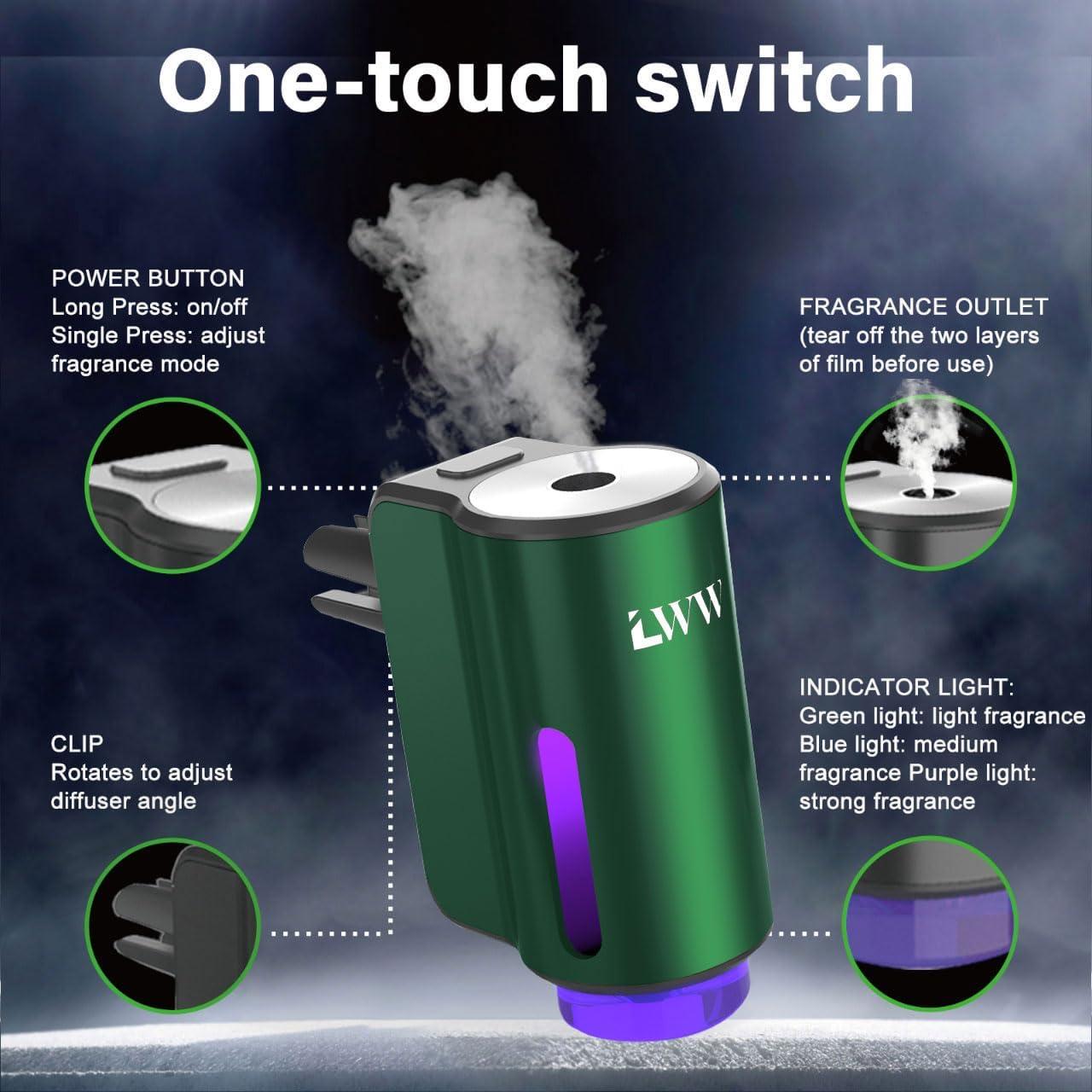 Difusor de Ambientador de Aire para Auto LWW Verde 3 Modos