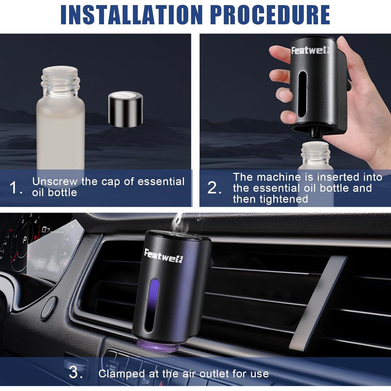 Difusor de Aromaterapia para Automóvil Featwell Negro 10ml