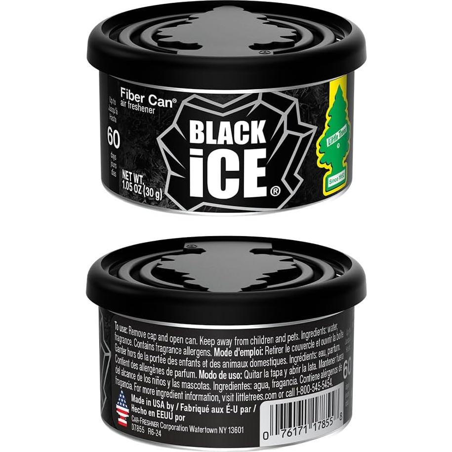 LITTLE TREES Car Air Freshener | Fiber Can Provides Long Lasting Scent for Auto or Home | Recycled Fiber | Black Ice, 4 Air Fresheners
