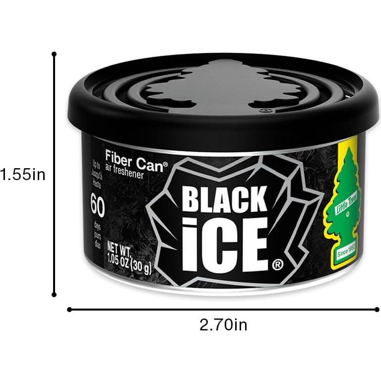LITTLE TREES Car Air Freshener | Fiber Can Provides Long Lasting Scent for Auto or Home | Recycled Fiber | Black Ice, 4 Air Fresheners