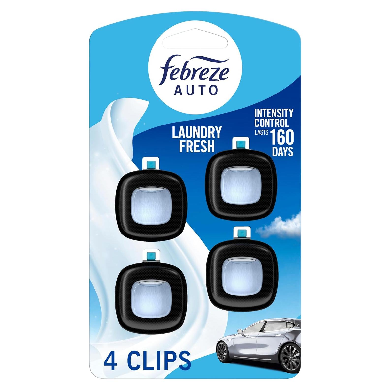 Febreze Ambientador de Auto Clip Ventilación Lavandería Fresca 4 Pzs