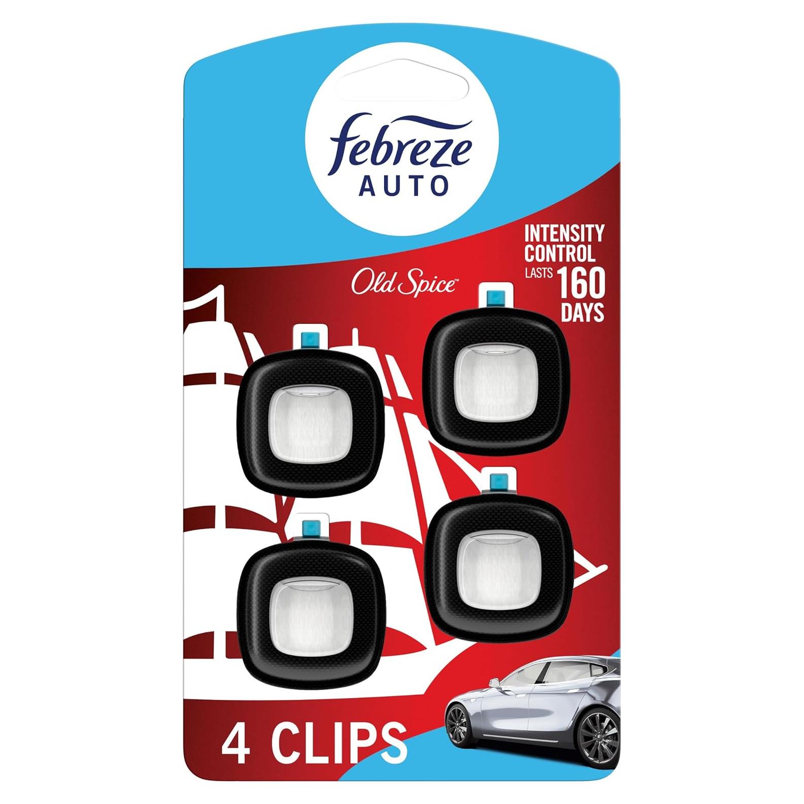 Febreze Ambientador de Auto Clip Ventilación Old Spice 4 Piezas