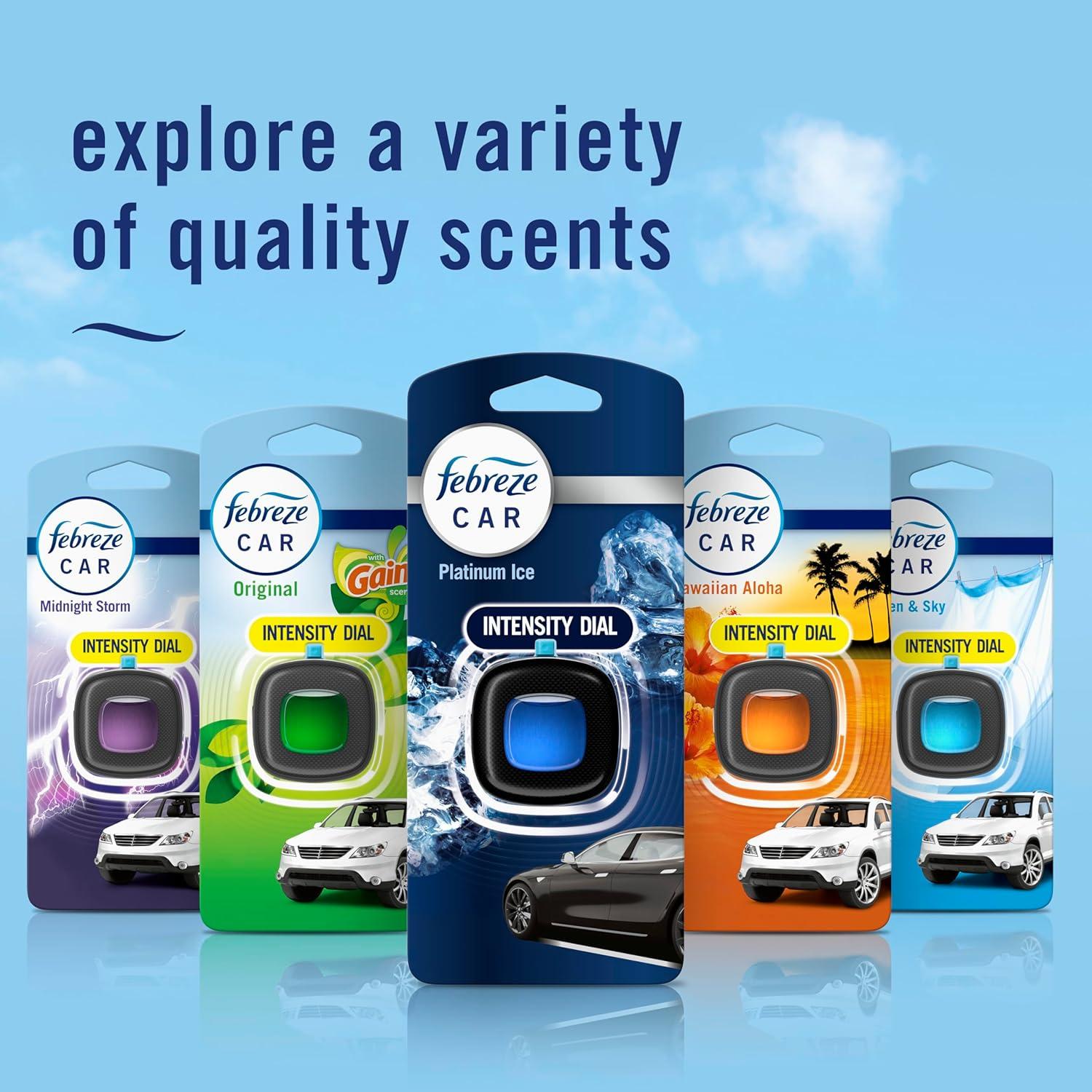 Ambientador de Auto Febreze Clip Ventilación Hielo Platino 4 Pzas