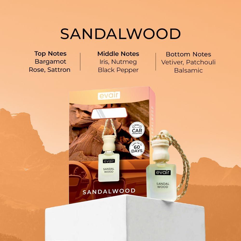 Ambientador de coche Evair Sándalo 10 ml con difusor de madera