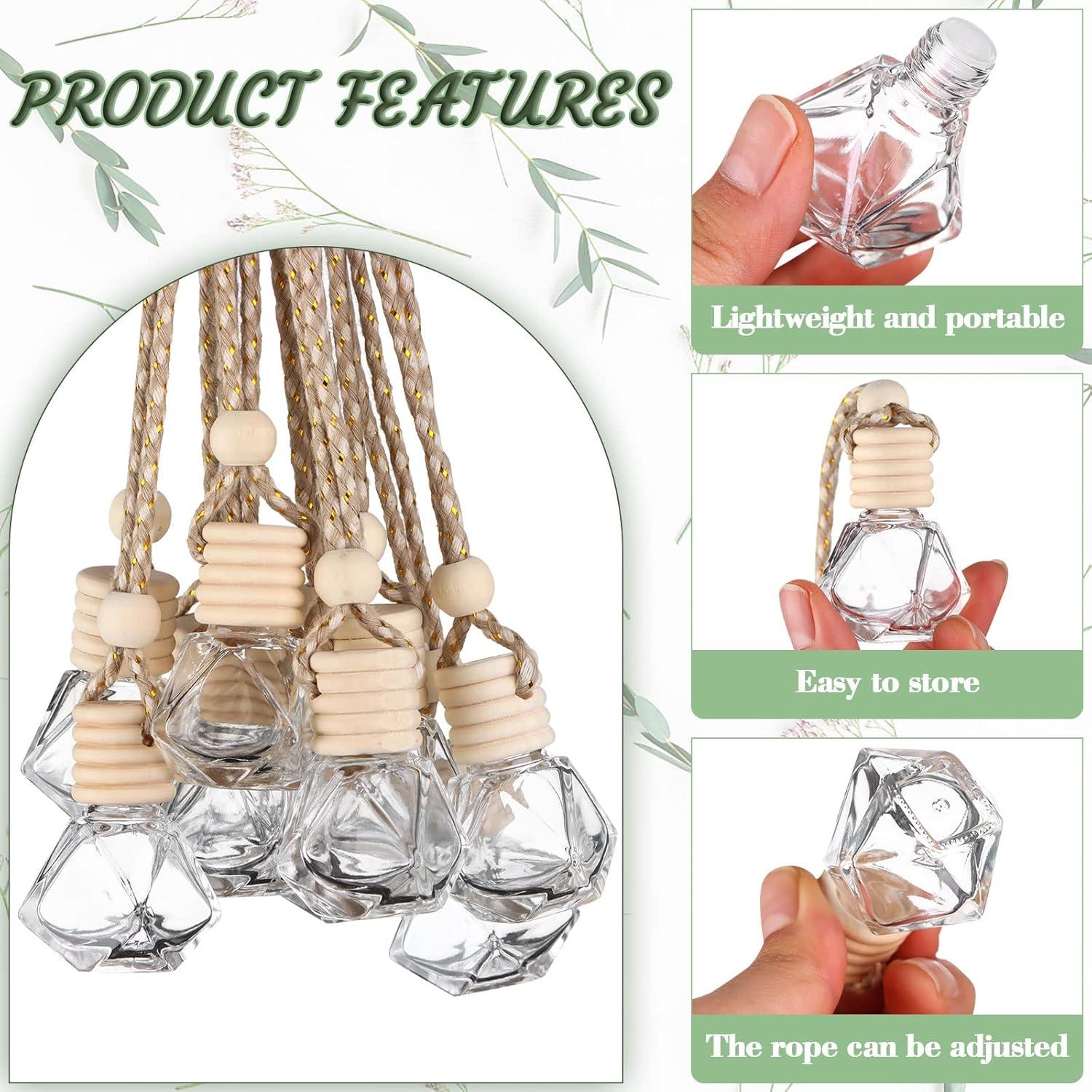 50 Ambientadores de Aire para Coche Vidrio 8ml con Cuerdas