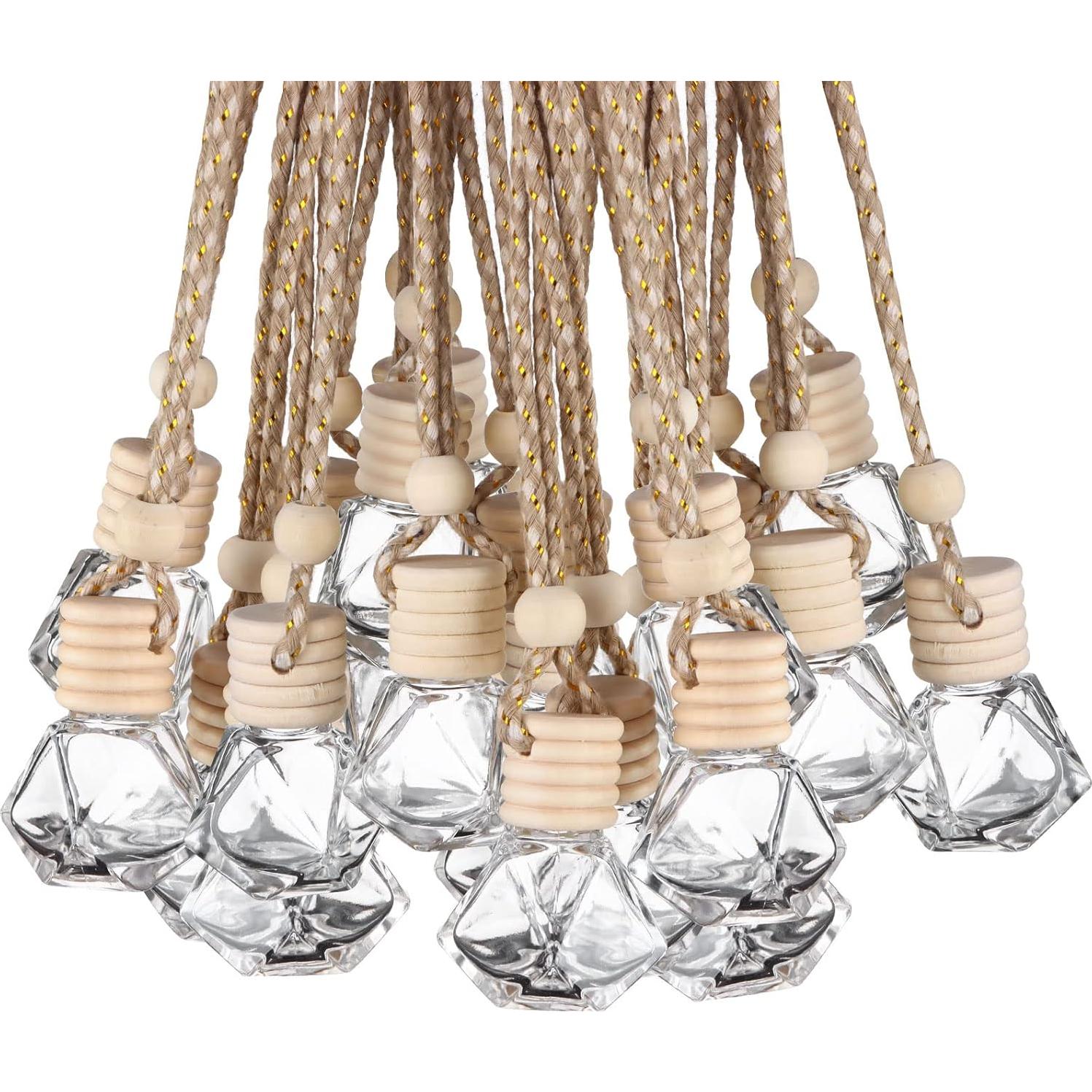 50 Ambientadores de Aire para Coche Vidrio 8ml con Cuerdas