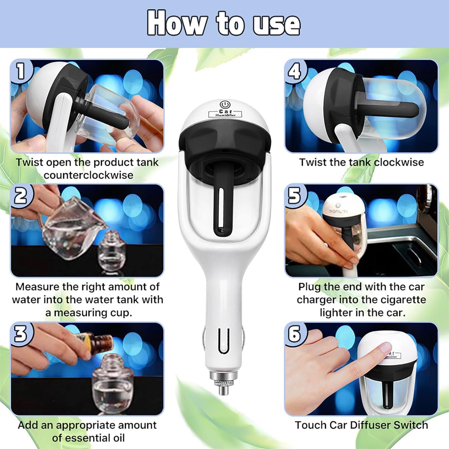 Humidificador de coche Joyday 50ml, difusor de aceite esencial negro