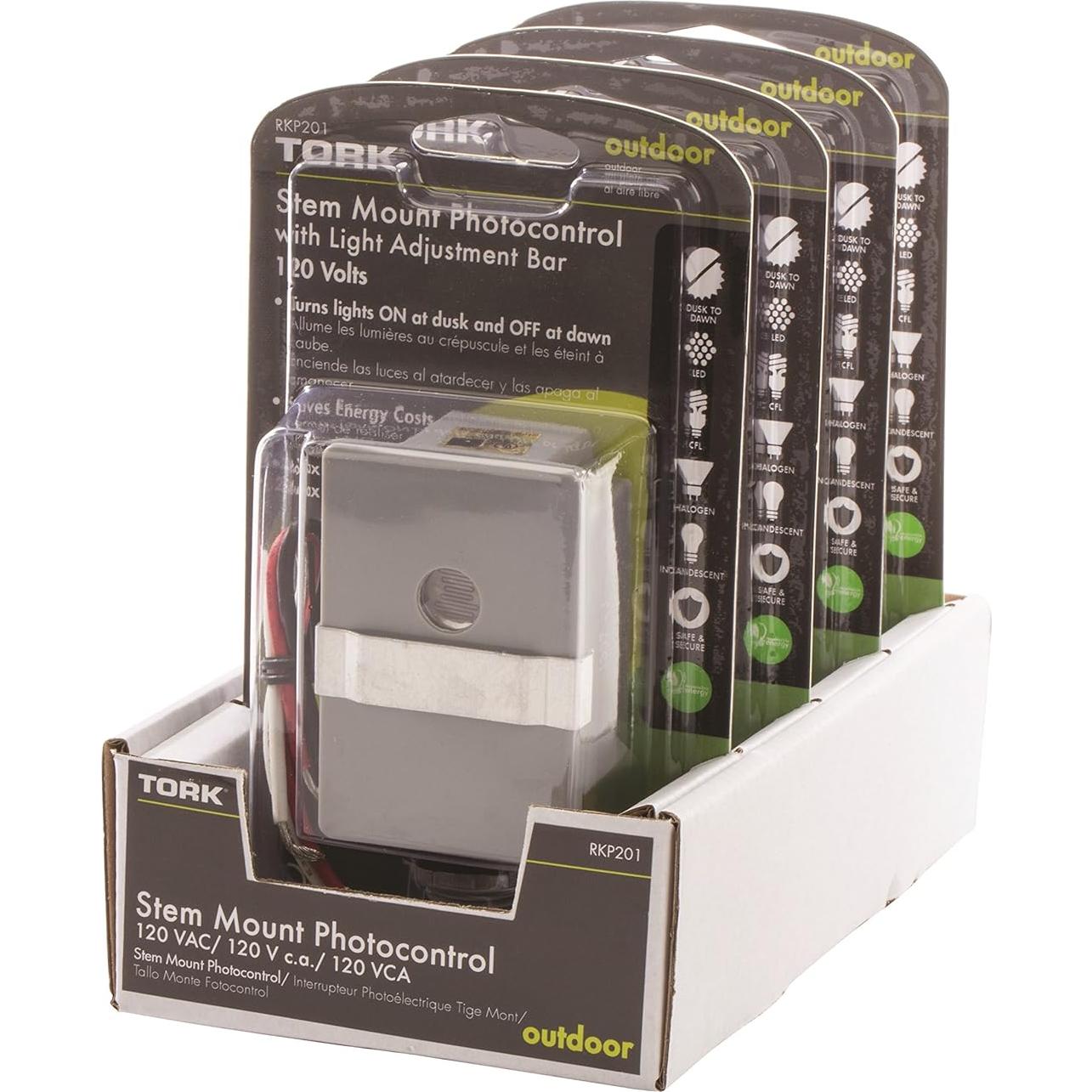 Control Fotocélula Exterior TORK RKP201 120V con Ajuste de Luz