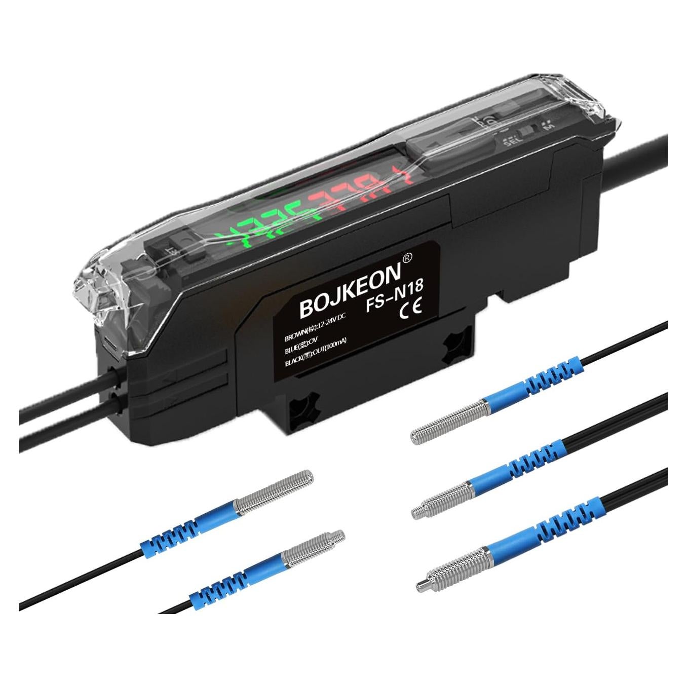 Sensor de Fibra Óptica BOJKEON FS-N18 con Pantalla LED HD