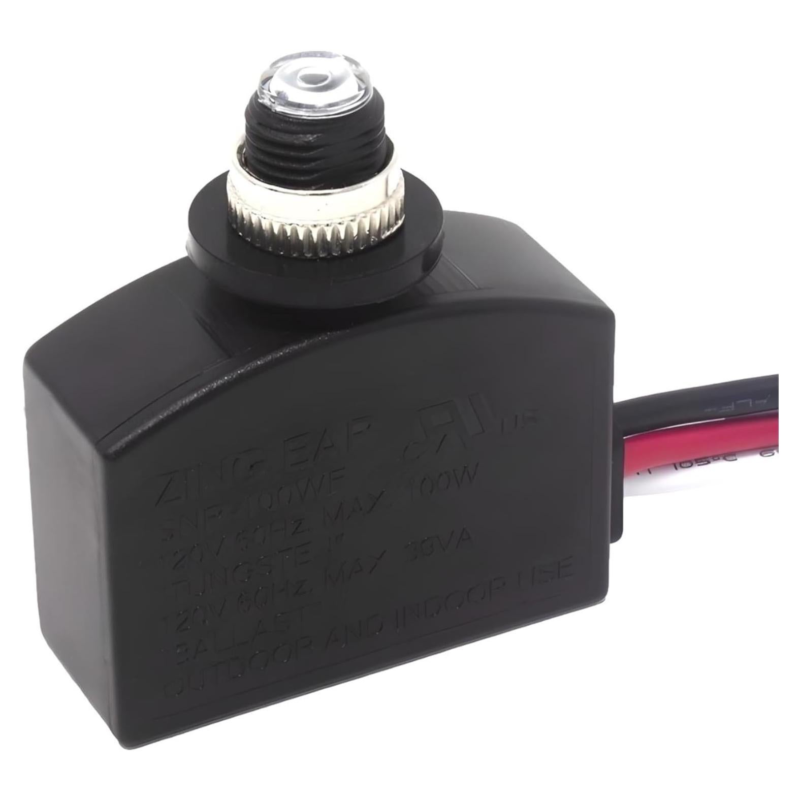 Dusk to Dawn Light Switch Compatible with Zing Ear SNR-100WF, 120V AC Automatic Photocell Sensor On/Off, Photoelectric Day Night Control Auto Eye for LED Indoor Light and Outdoor Lamp Post w/ 3 Wires