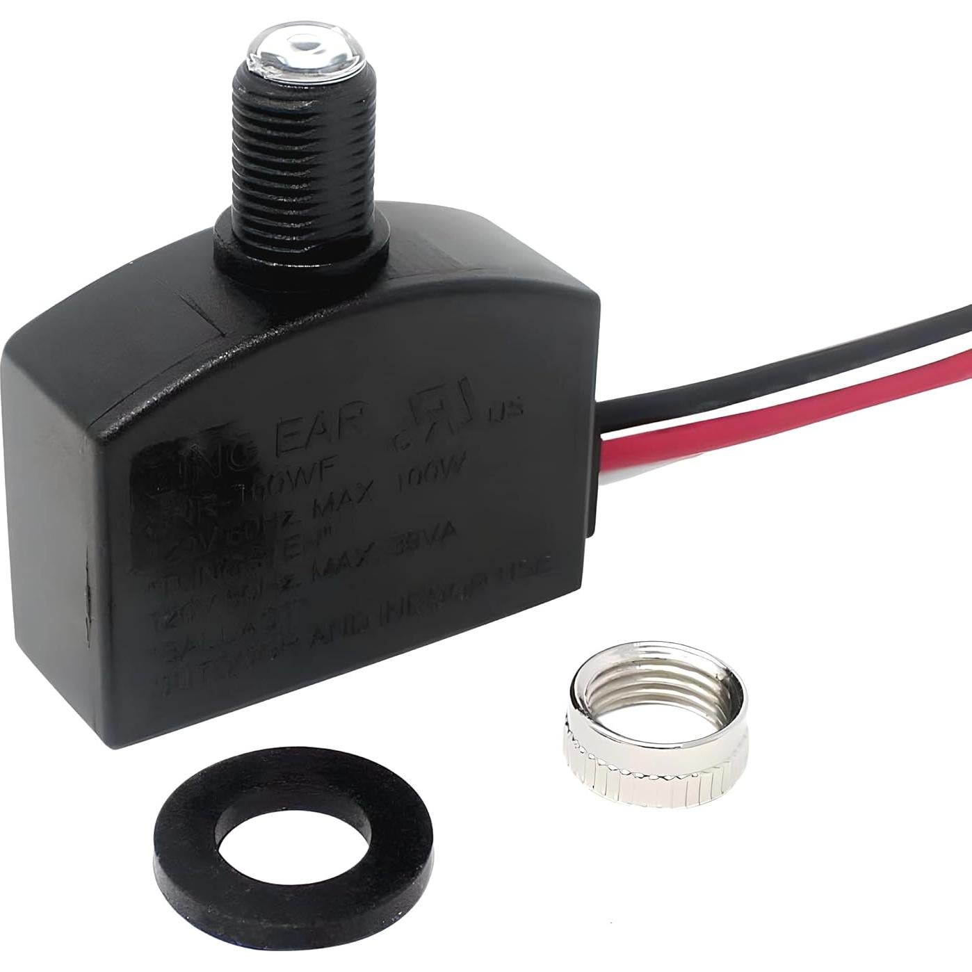 Dusk to Dawn Light Switch Compatible with Zing Ear SNR-100WF, 120V AC Automatic Photocell Sensor On/Off, Photoelectric Day Night Control Auto Eye for LED Indoor Light and Outdoor Lamp Post w/ 3 Wires