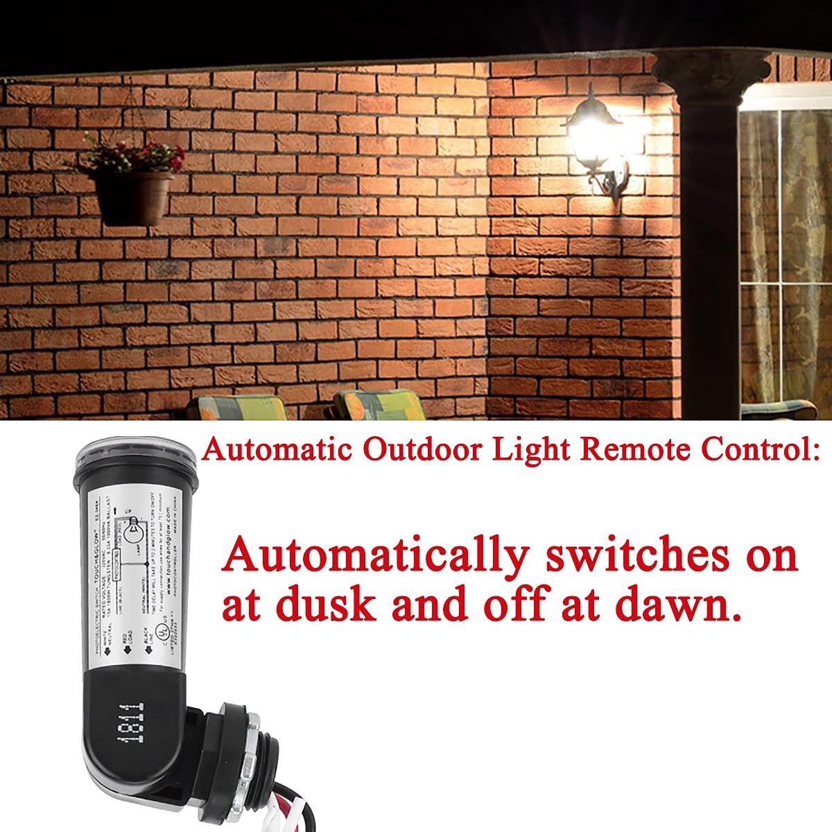 Paquete de 2 Sensores Fotoeléctricos Lelukee 120V IP65 para Exteriores