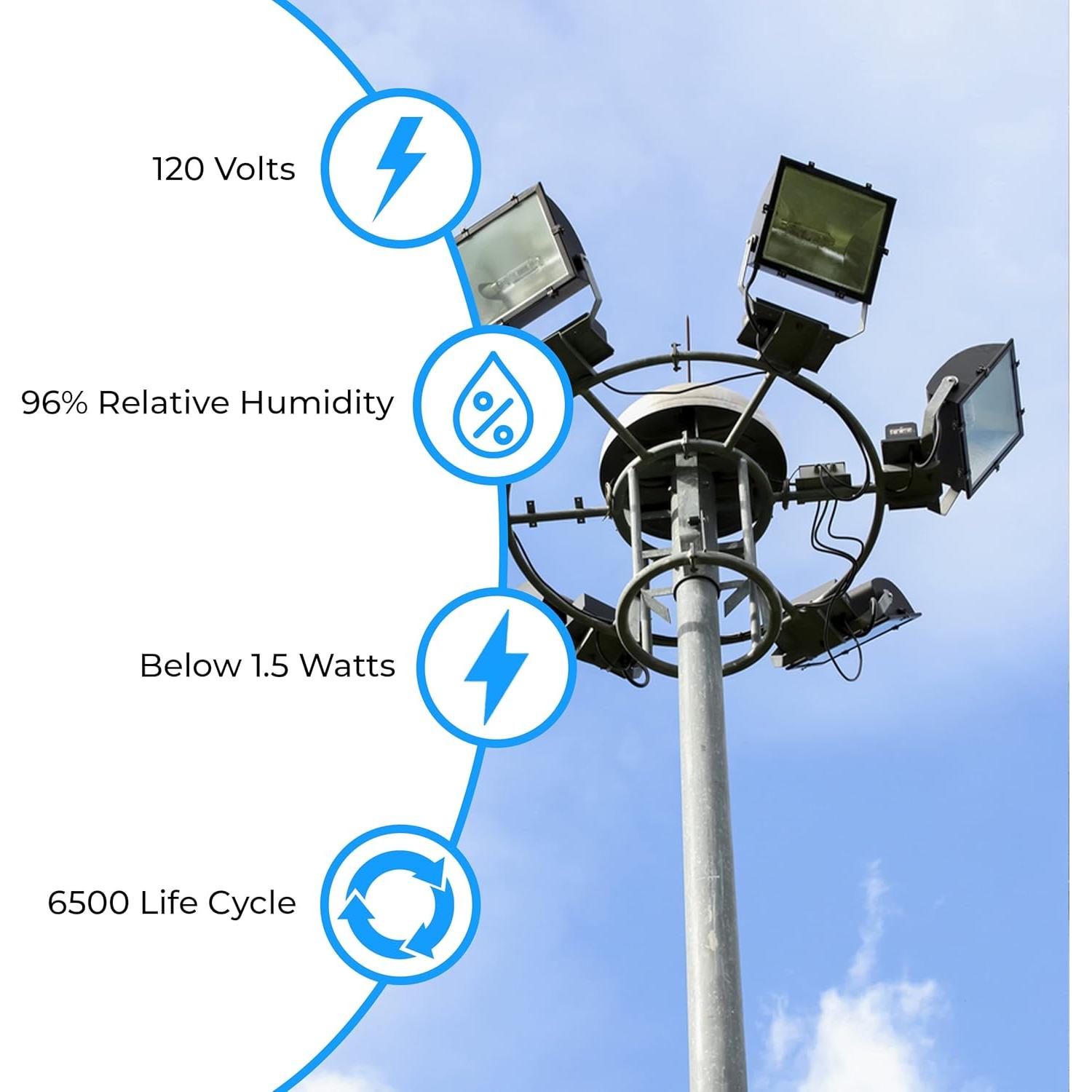 OhLectric Photoelectric Sensor - 120V Mini Flush Mount Photoelectric Switch - 600W Tungsten Rating - UL Listed & Weatherproof - Dusk to Dawn Photocell Sensor for Outdoor Lighting, Pack of 2 - OL-45170