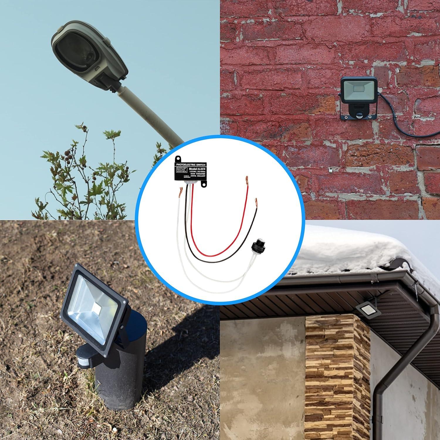 OhLectric Photoelectric Sensor - 120V Mini Flush Mount Photoelectric Switch - 600W Tungsten Rating - UL Listed & Weatherproof - Dusk to Dawn Photocell Sensor for Outdoor Lighting, Pack of 2 - OL-45170