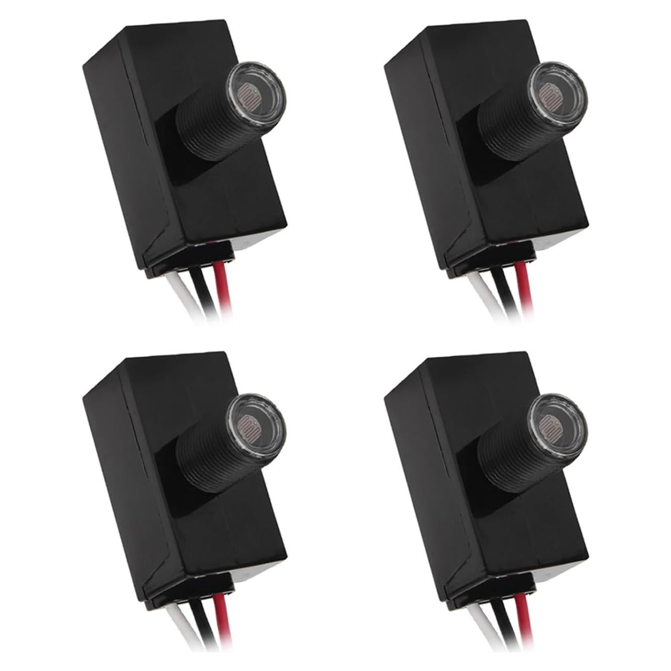 4 Pack Outdoor Photo Control Sensor, Dusk to Dawn Auto On/Off Hard-Wired Lamp Post Photoelectric Switch Sensor for Lighting Fixtures