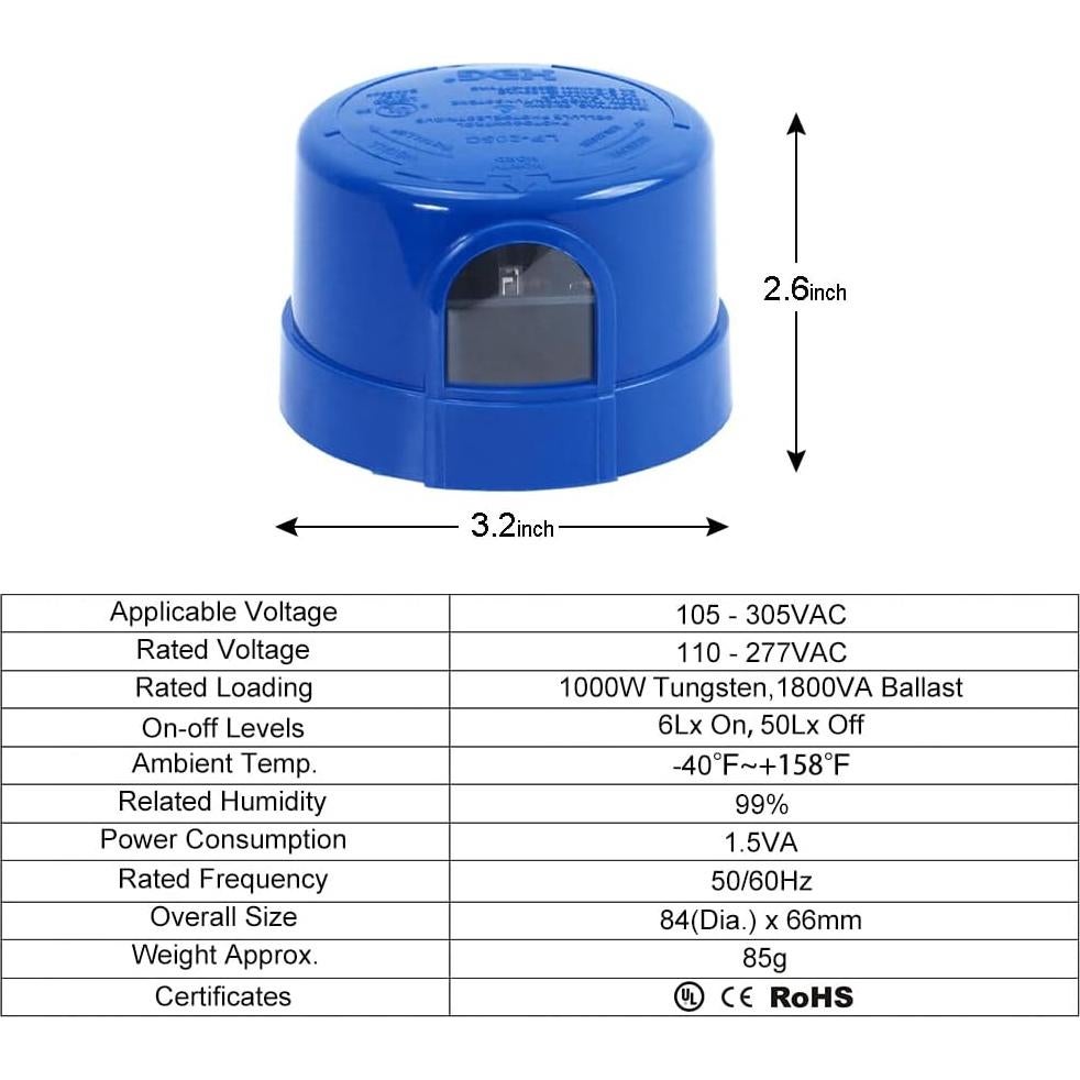 Sensor de Fotocélula Automático LIPU LP-205 para Luz Exterior