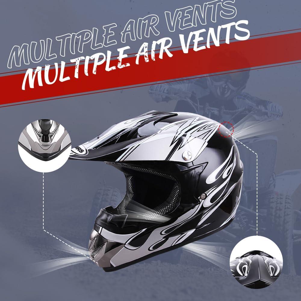 Casco de Motocross OUMURS D001TY02811ZB con Gafas y Guantes