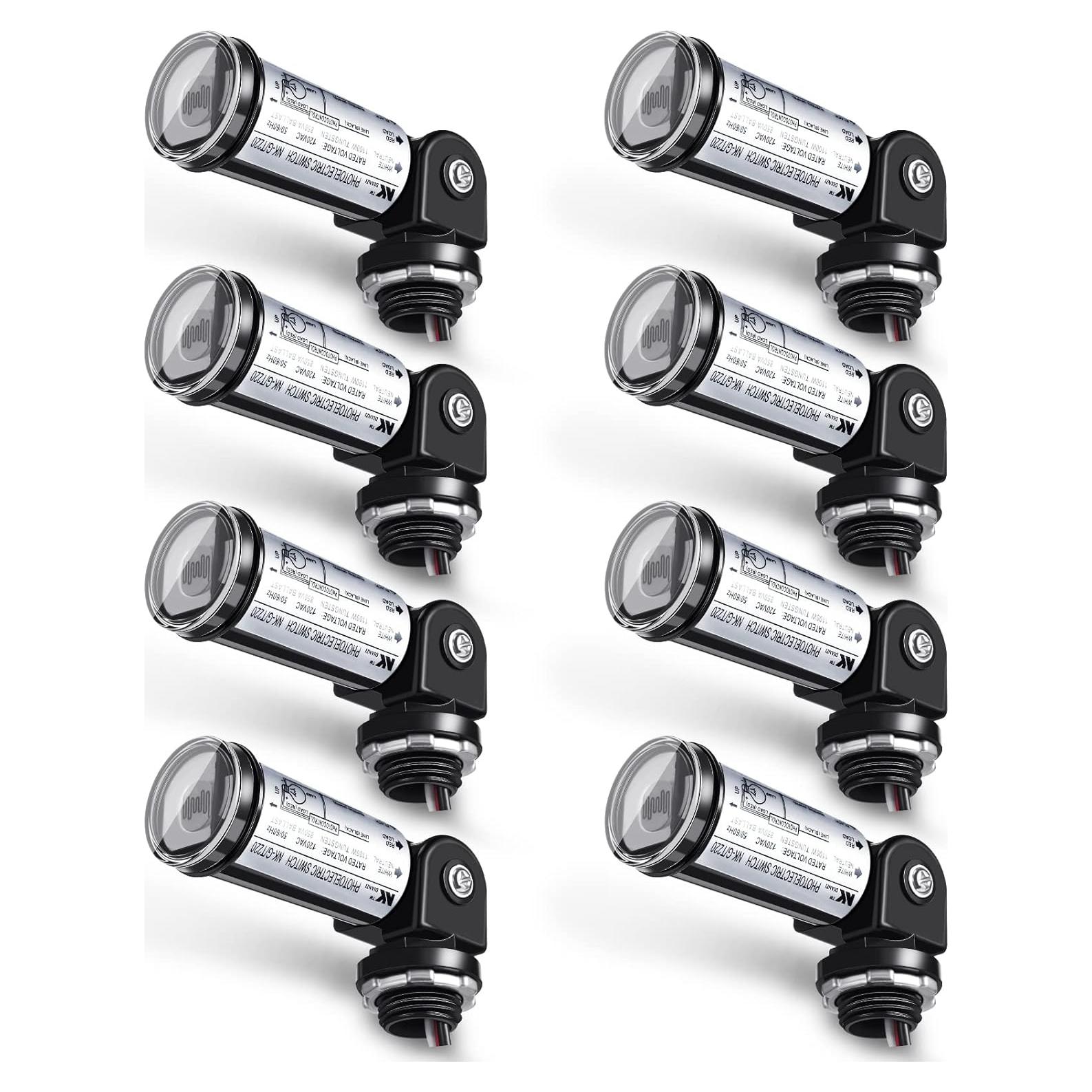 8 Sensores de Luz Fotoeléctrica Macarrie para Exterior IP54