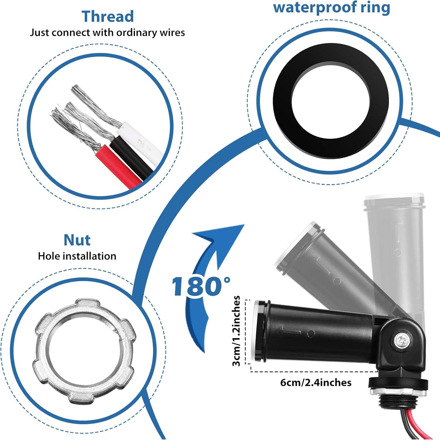 8 Sensores de Luz Fotoeléctrica Macarrie para Exterior IP54