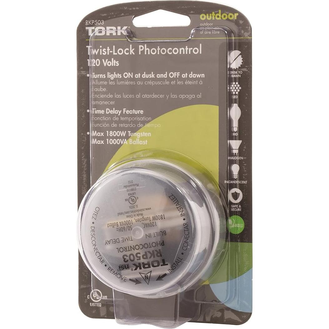 Control Fotocélula Exterior TORK RKP503 120V con Retardo