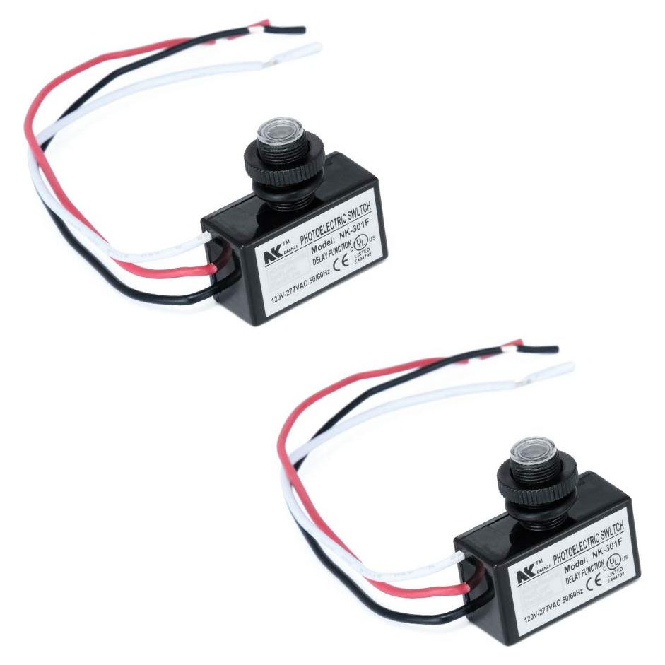 KOOBOOK 2Pcs AC 120-277V Photoelectric Switch Dusk to Dawn Button Flush Mount Photo Control Eye Switch Light Photocell Sensor