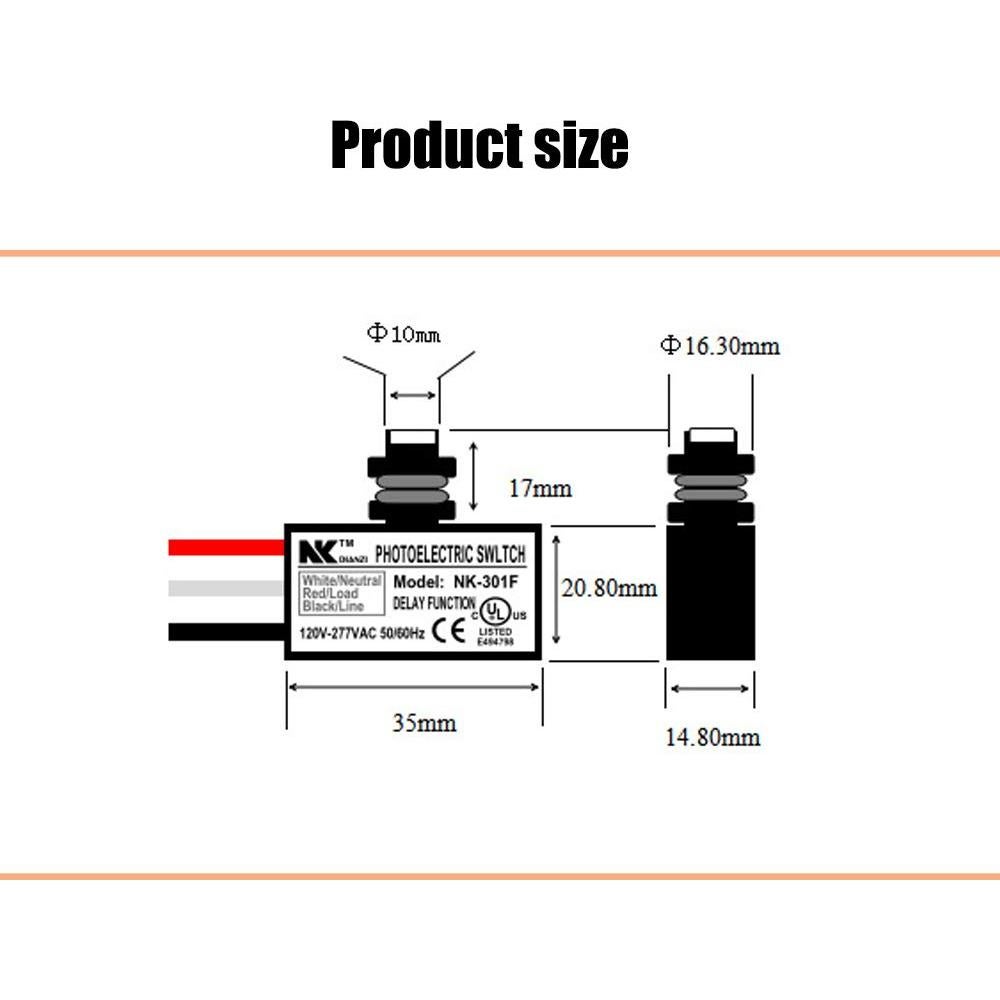 KOOBOOK 2Pcs AC 120-277V Photoelectric Switch Dusk to Dawn Button Flush Mount Photo Control Eye Switch Light Photocell Sensor