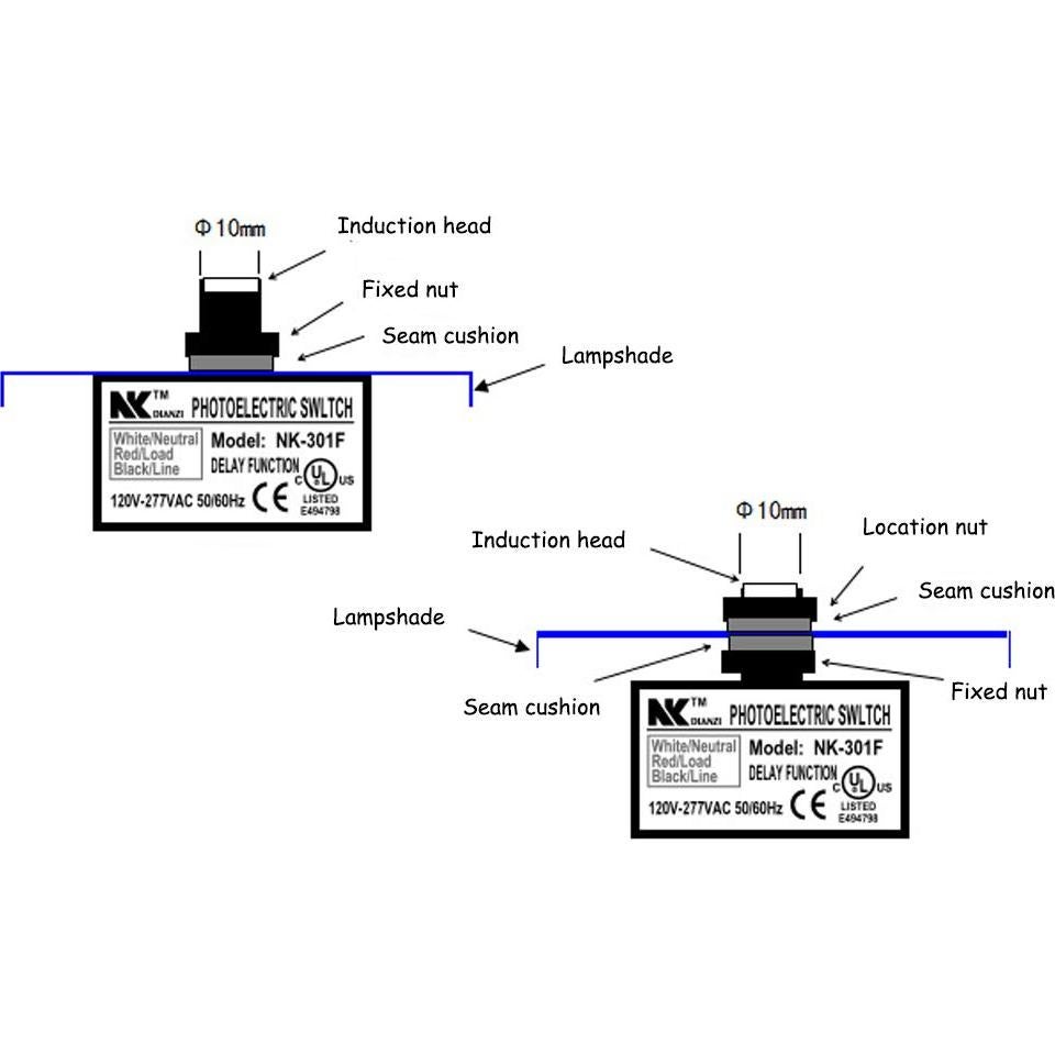 KOOBOOK 2Pcs AC 120-277V Photoelectric Switch Dusk to Dawn Button Flush Mount Photo Control Eye Switch Light Photocell Sensor