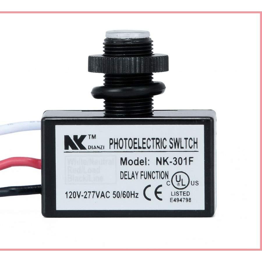 KOOBOOK 2Pcs AC 120-277V Photoelectric Switch Dusk to Dawn Button Flush Mount Photo Control Eye Switch Light Photocell Sensor