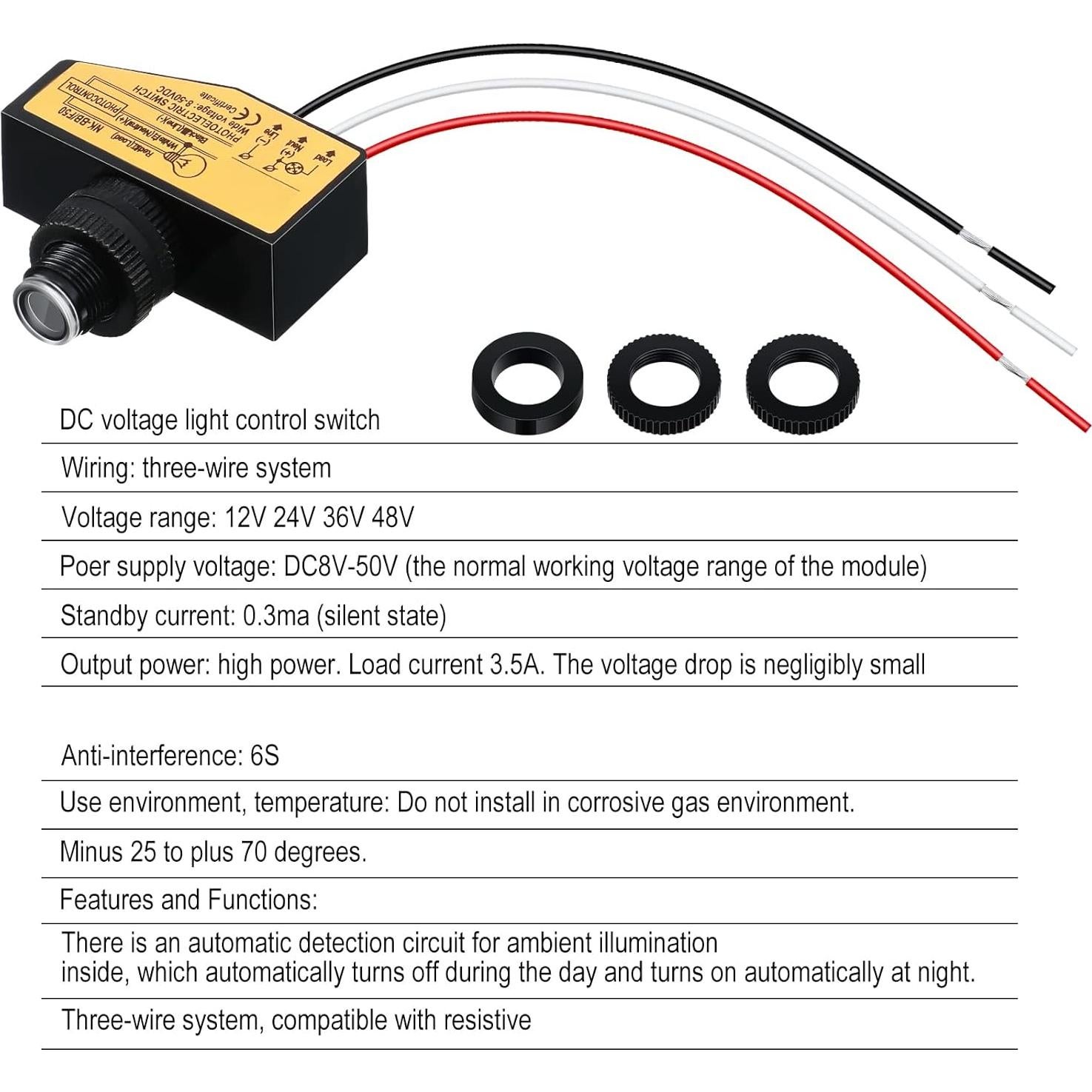Interruptor Fotoeléctrico DC 12V 24V 36V 48V Landhoow - 2 Piezas