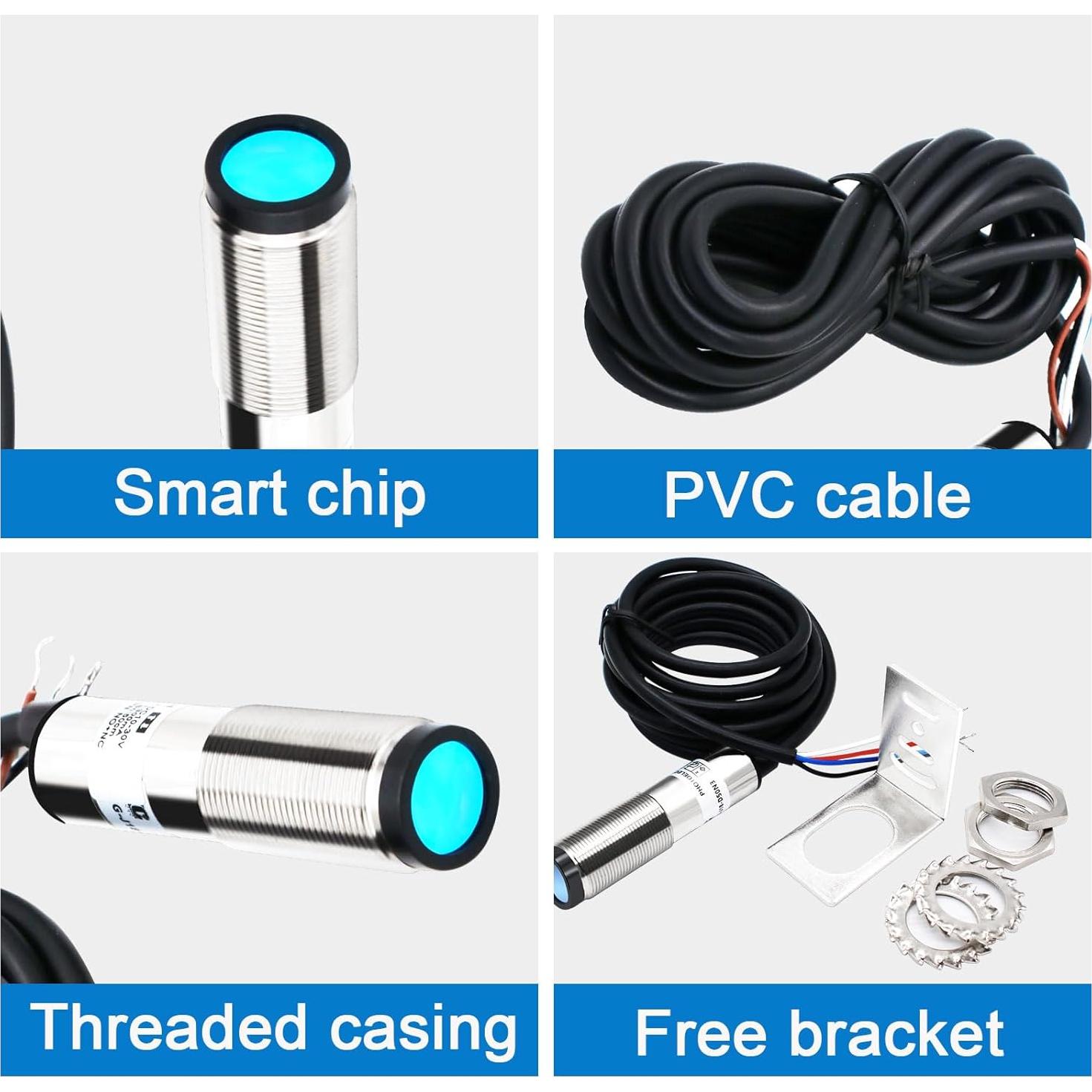 Sensor Láser Fotoeléctrico PNP NO+NC LCTC M18 10-30VDC 0-500mm
