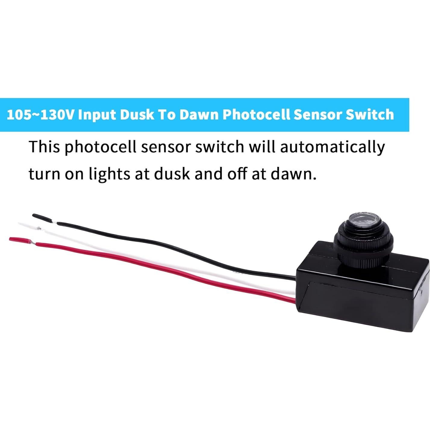 Sensor de Luz Fotocélula Dusk a Dawn Lelukee 105-130V Impermeable