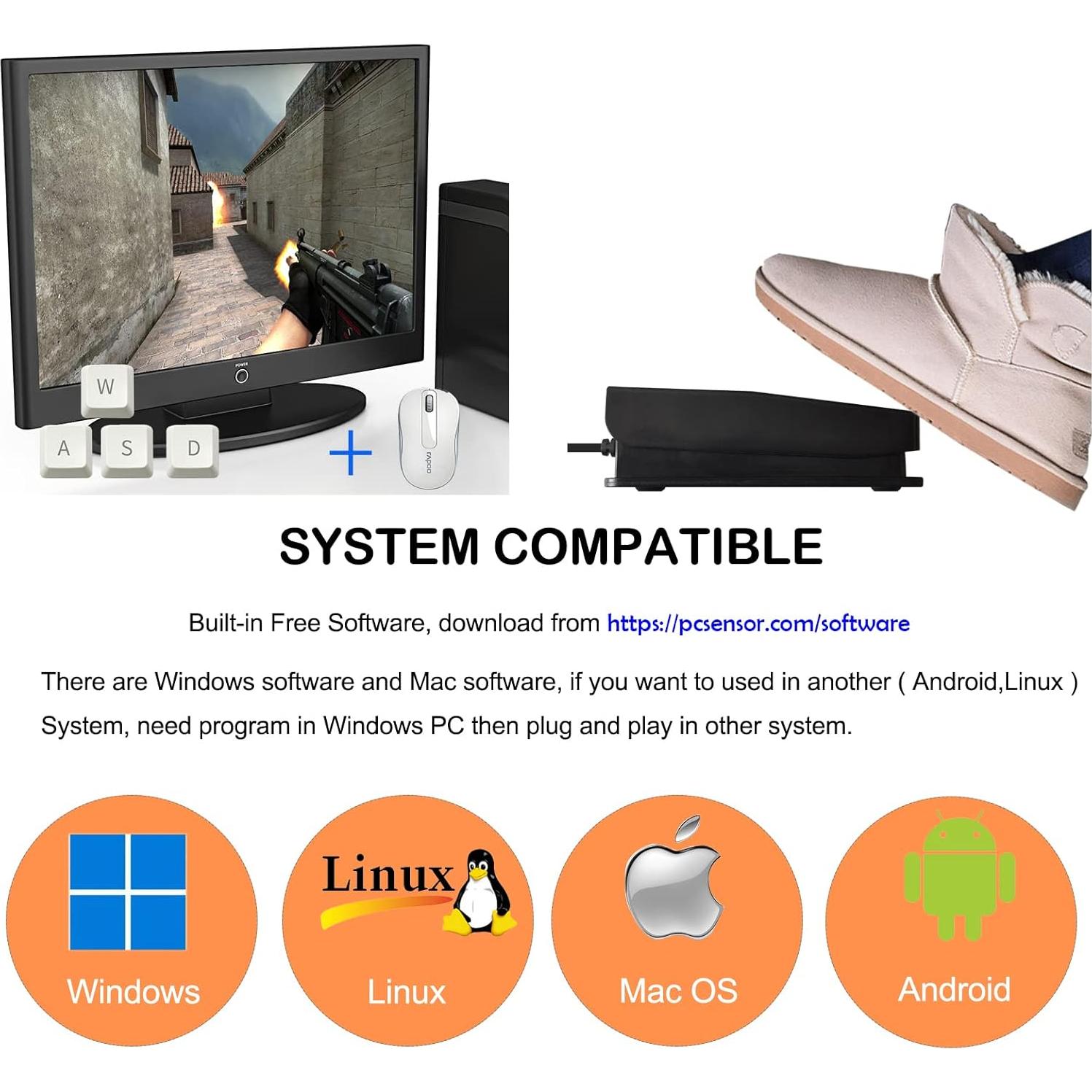 Pedal de Pie USB iKKEGOL Óptico Digital para Juegos