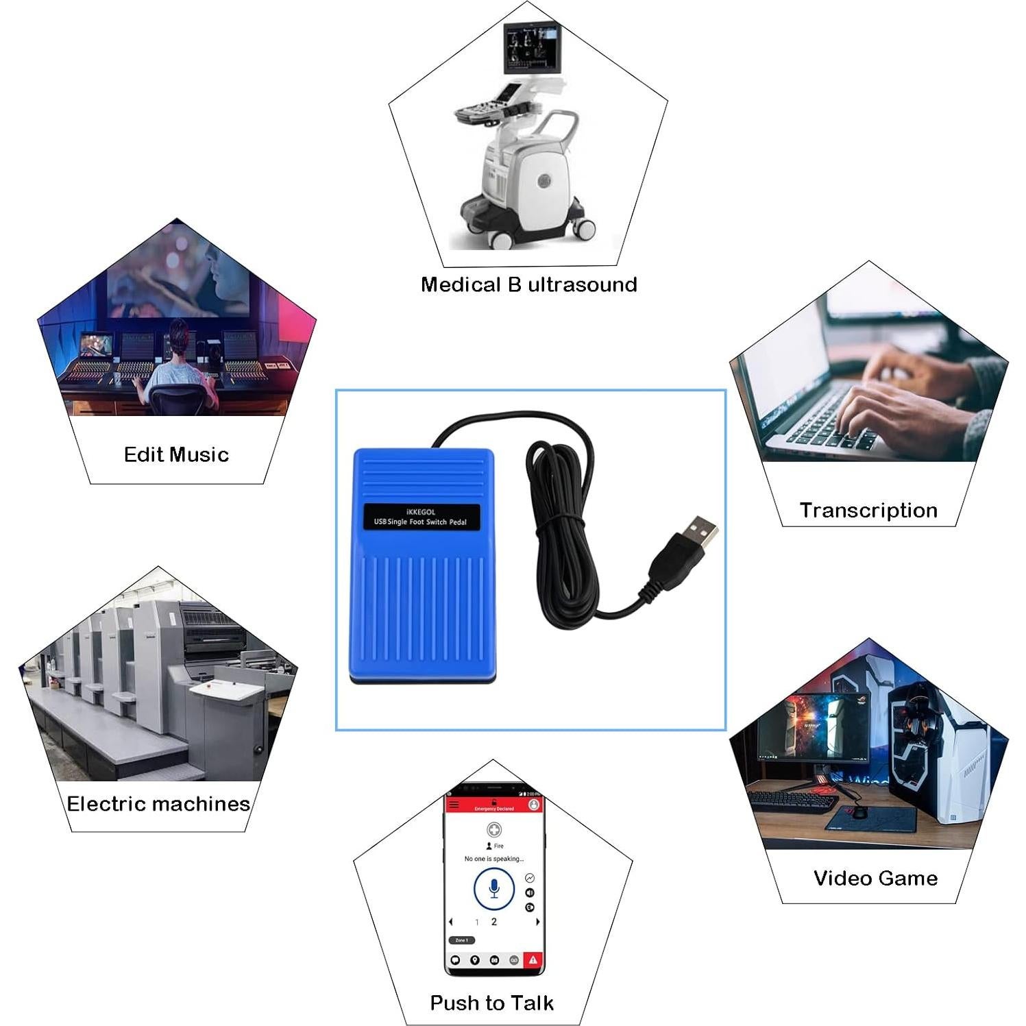 Pedal de Pie USB iKKEGOL Óptico Digital para Juegos