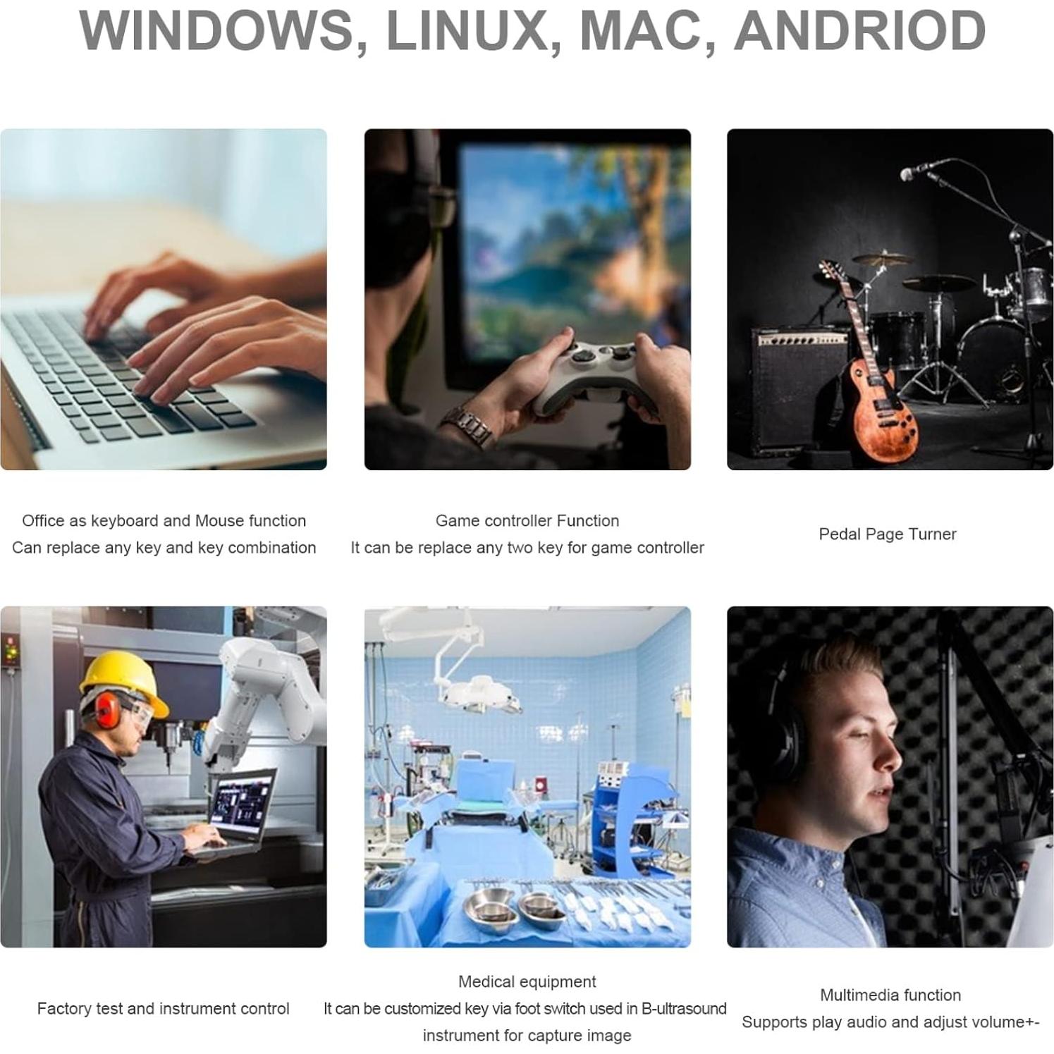 Pedal de Pie USB iKKEGOL Óptico Digital para Juegos