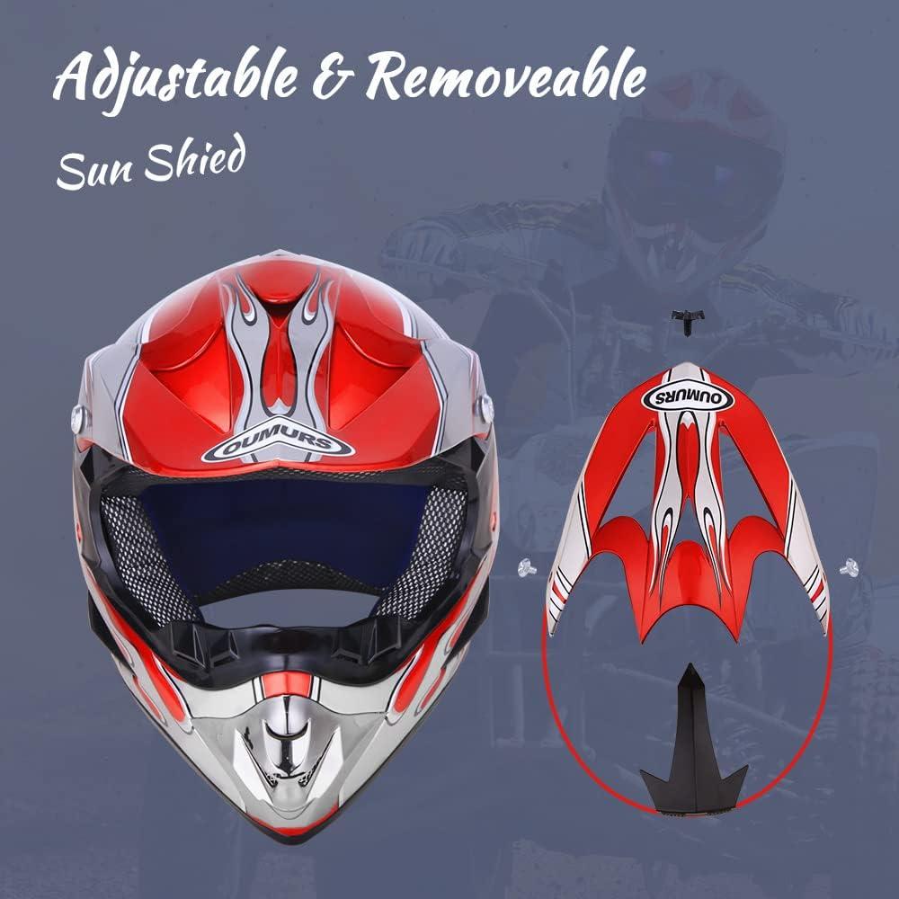 Casco de Motocross OUMURS D001TY02811ZB con Gafas y Guantes