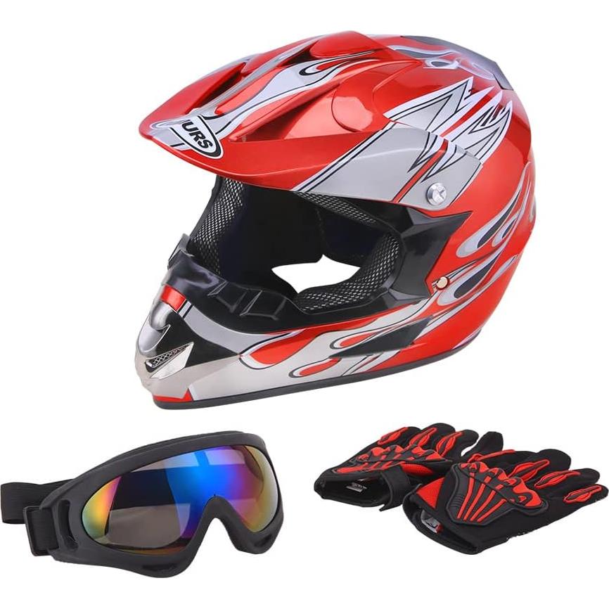 Casco de Motocross OUMURS D001TY02811ZB con Gafas y Guantes