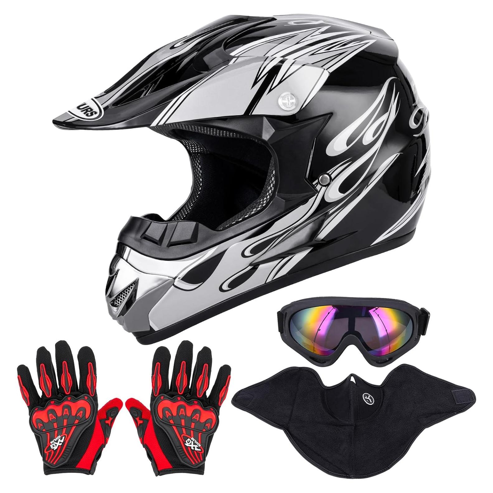 Casco de Motocross OUMURS D001TY02811ZB con Gafas y Guantes