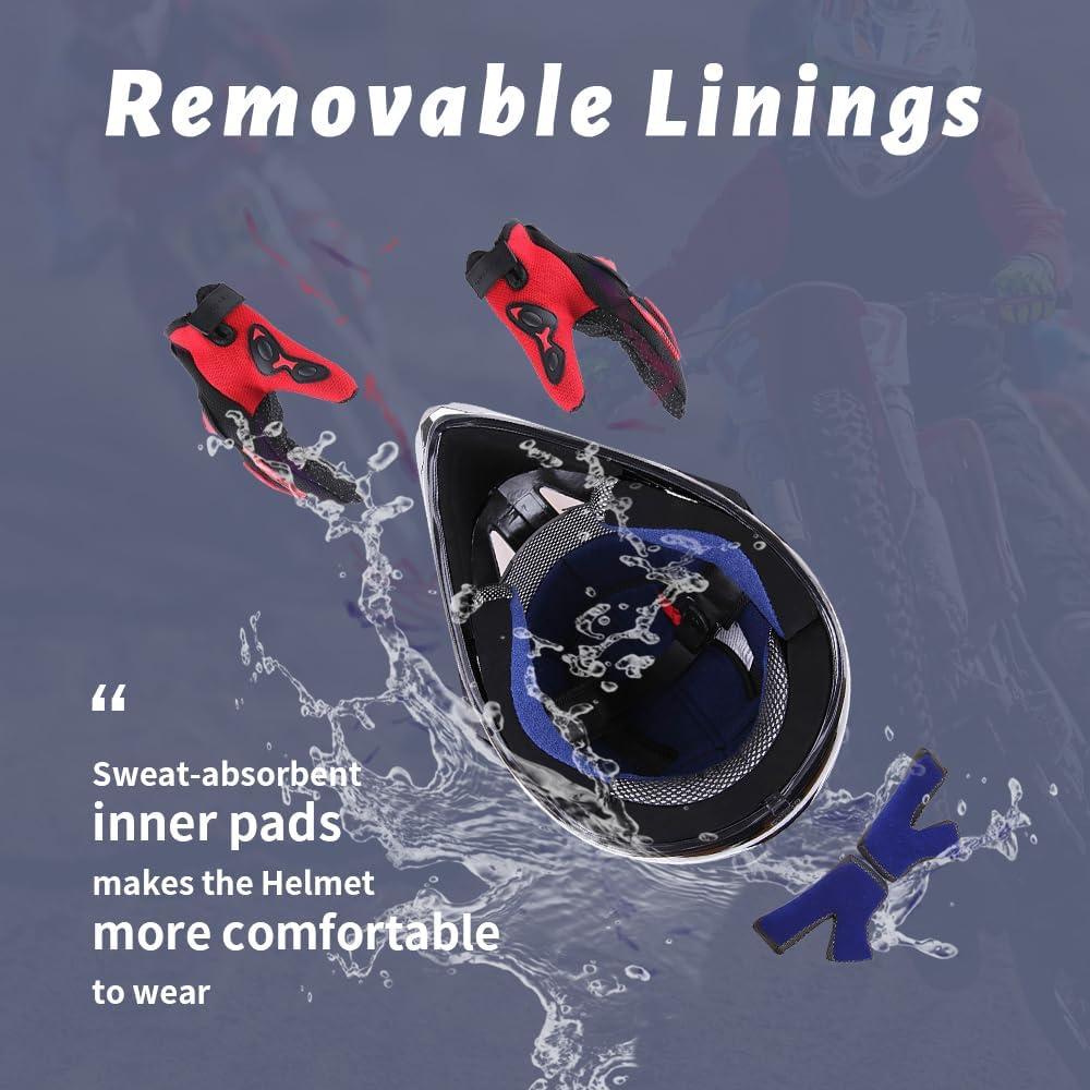 Casco de Motocross OUMURS D001TY02811ZB con Gafas y Guantes