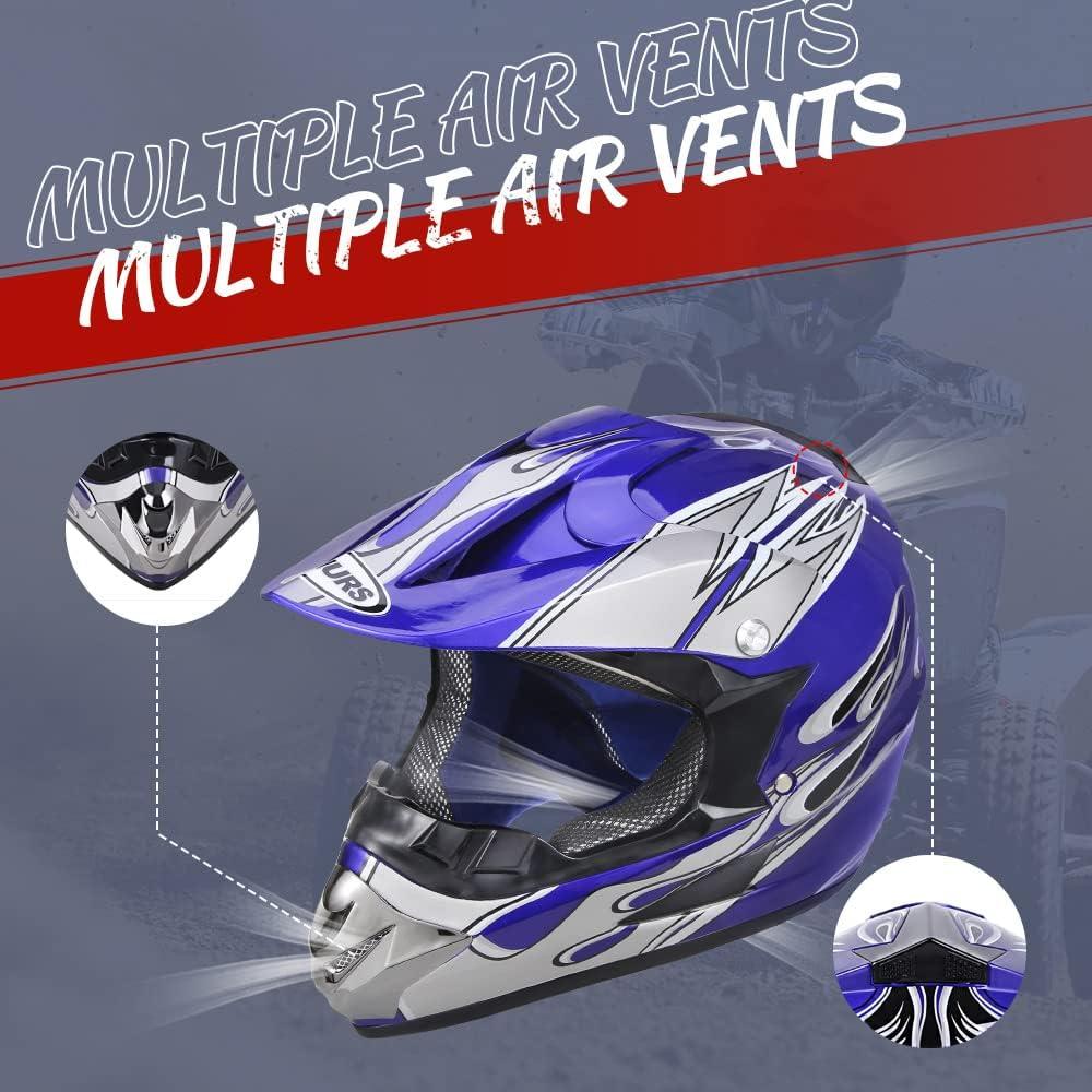 Casco de Motocross OUMURS D001TY02811ZB con Gafas y Guantes